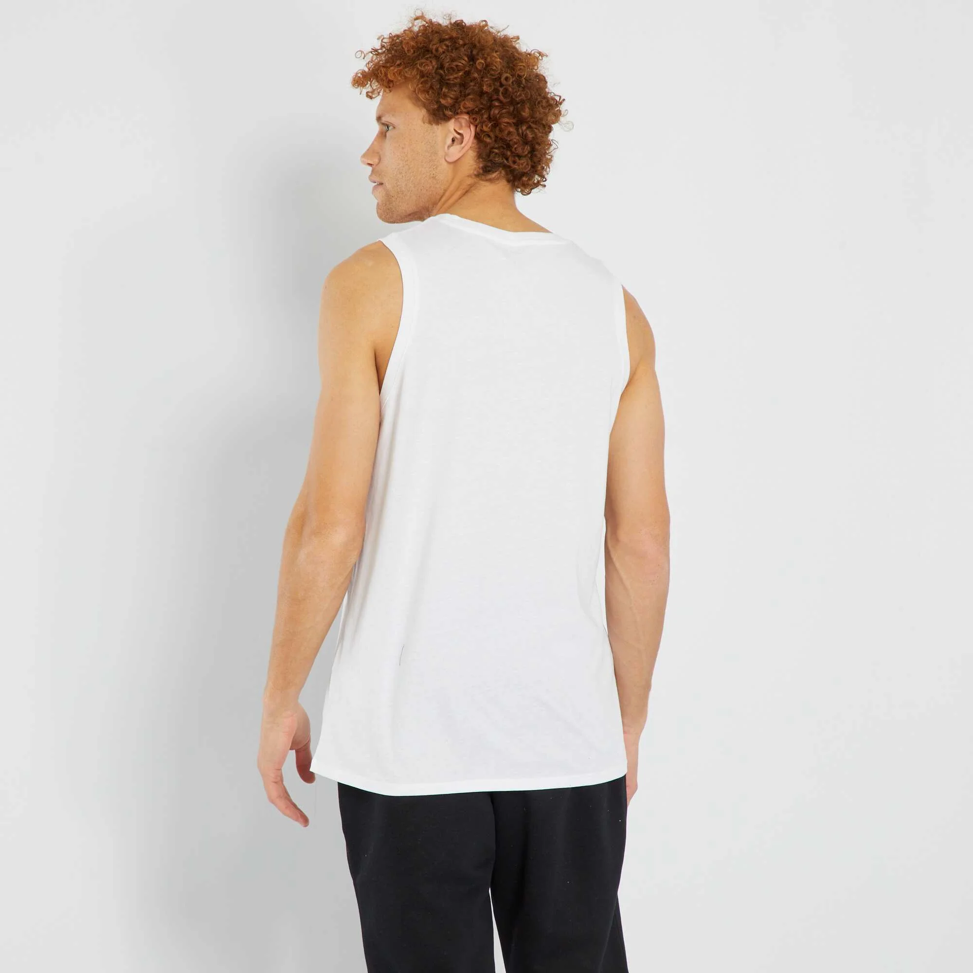 Plain sleeveless pyjama top White - Image 3