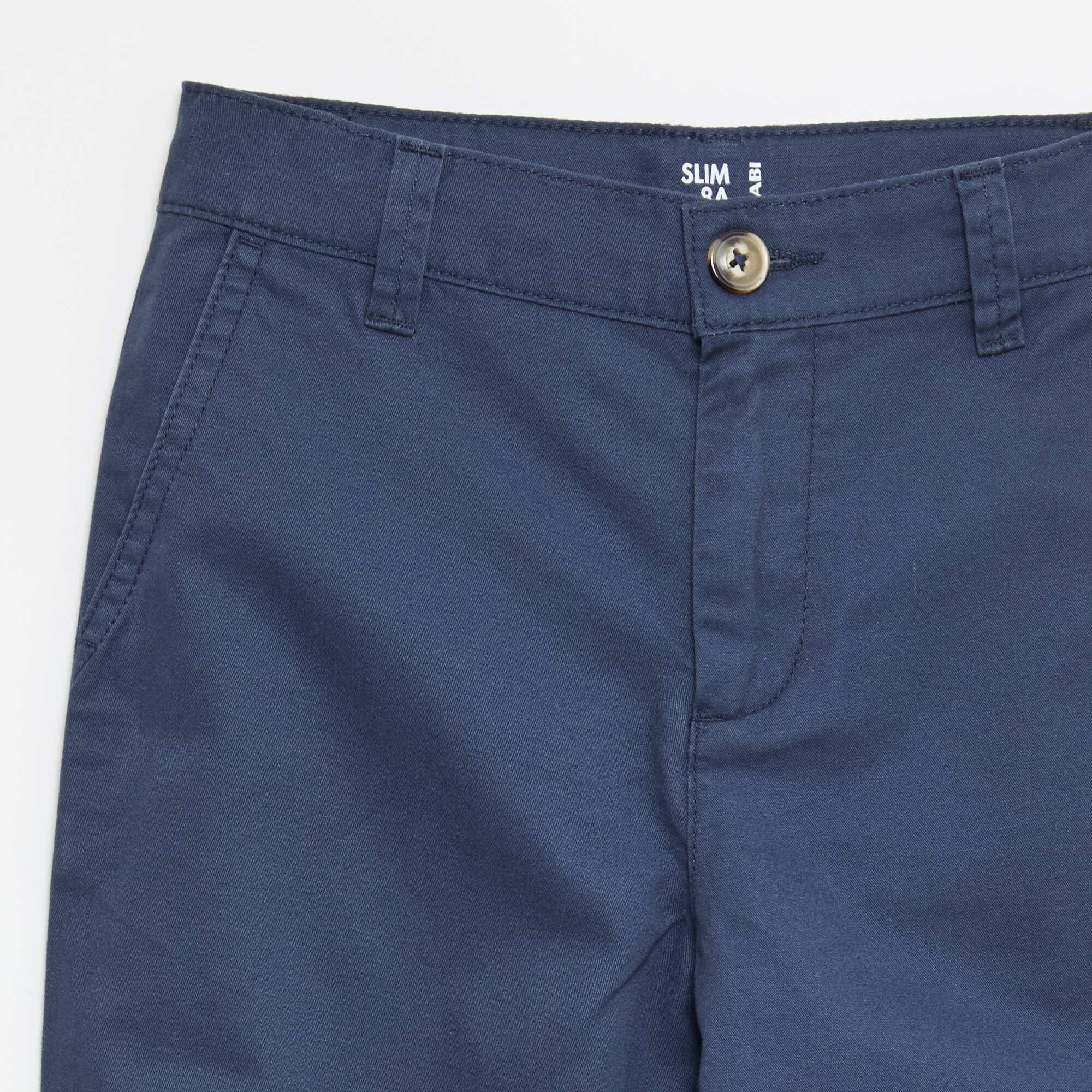 Plain Slim Fit 5-Pocket Chinos BLUE - Image 3