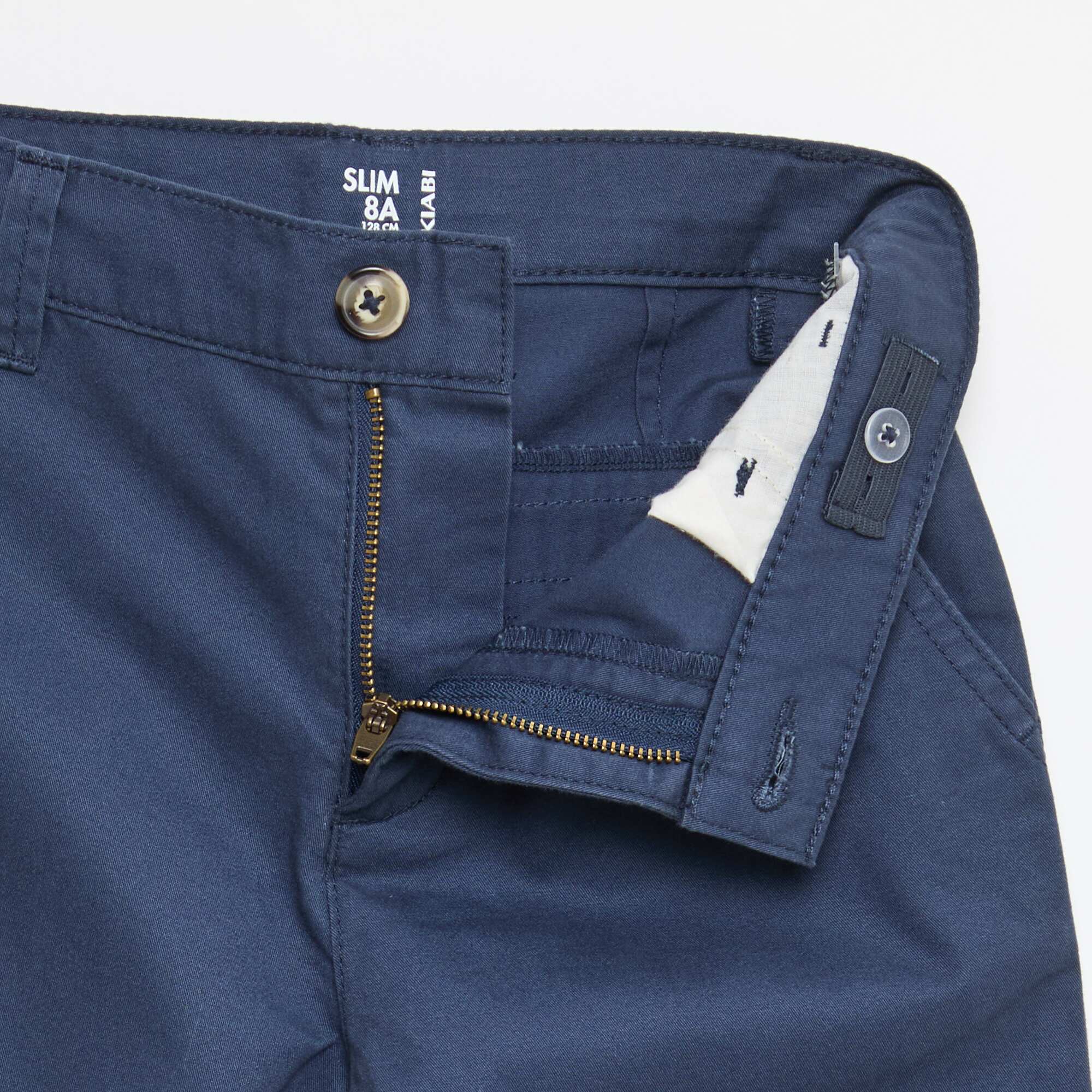 Plain Slim Fit 5-Pocket Chinos BLUE - Image 4