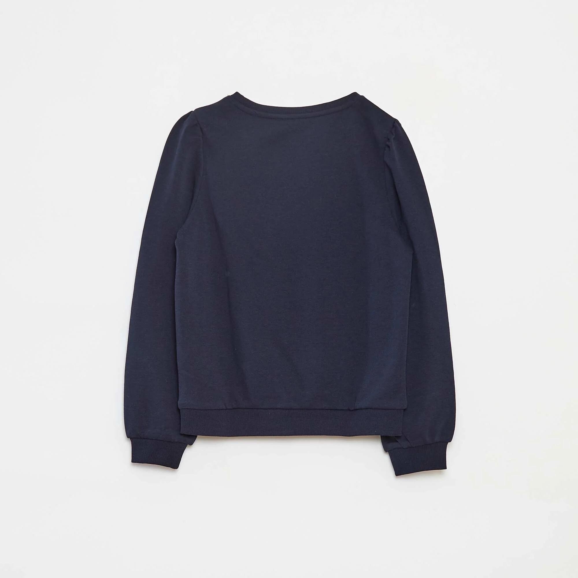 Plain sweatshirt with heart embroidery BLUE - Image 3