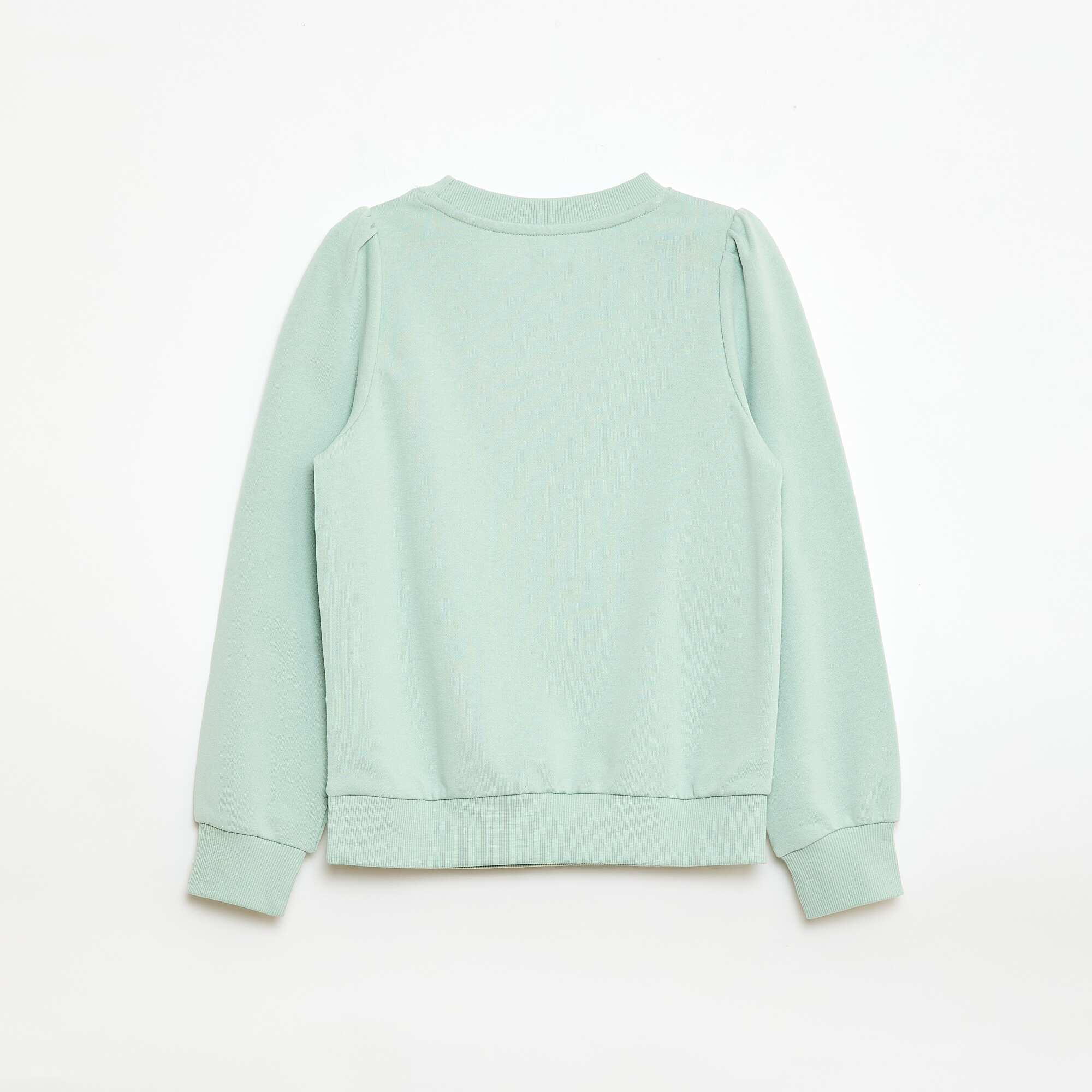 Plain sweatshirt with heart embroidery GREEN - Image 3