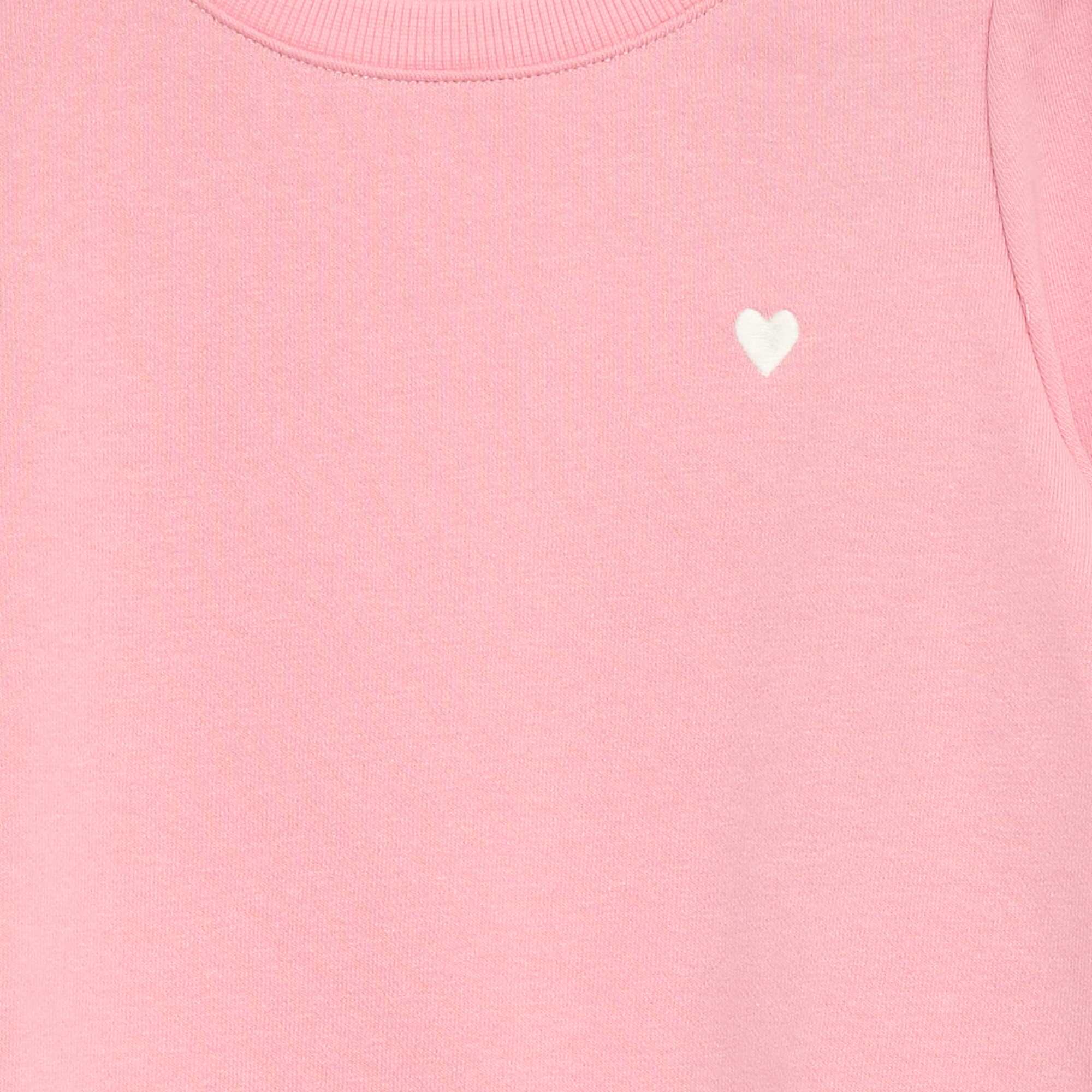 Plain sweatshirt with heart embroidery PINK - Image 2