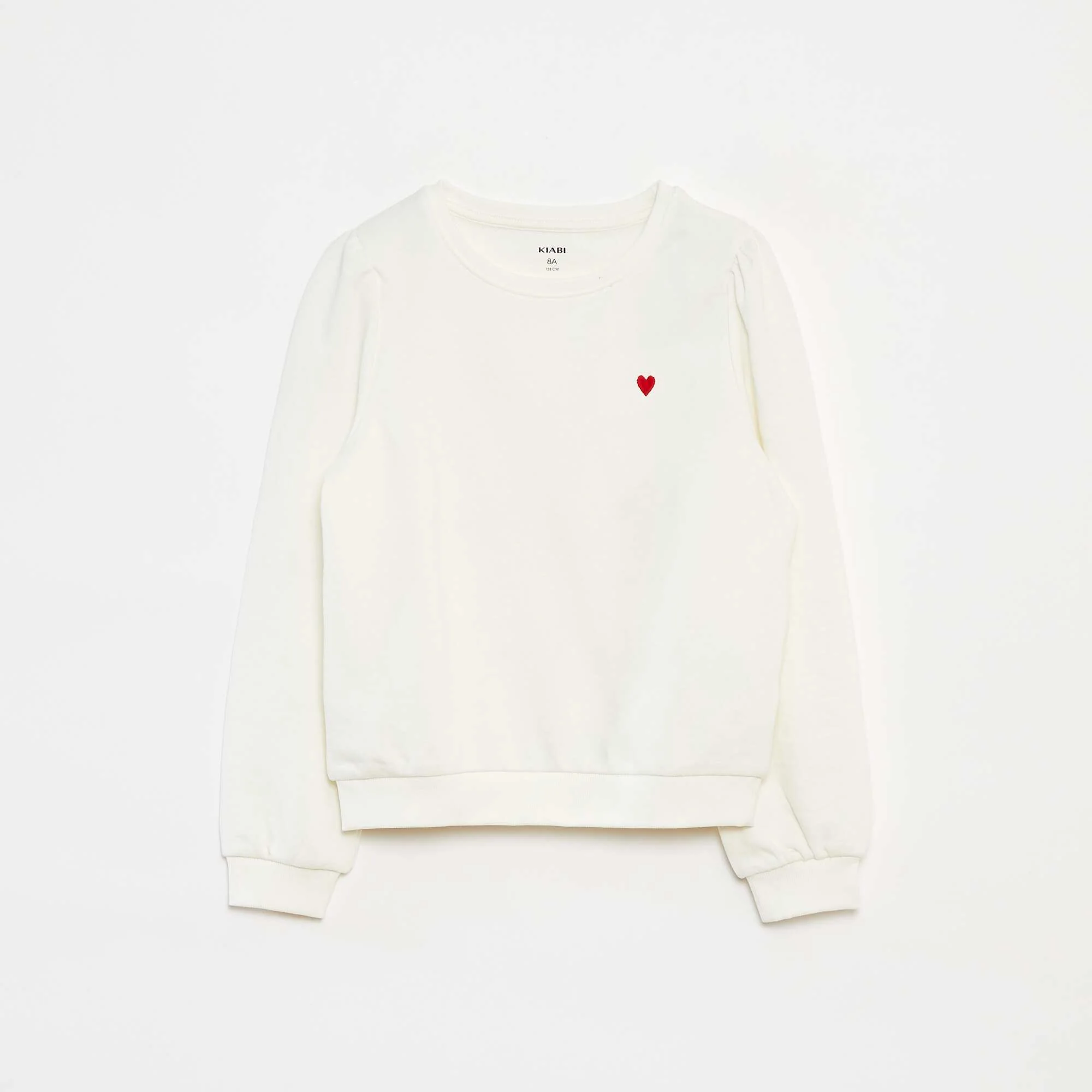 Plain sweatshirt with heart embroidery WHITE