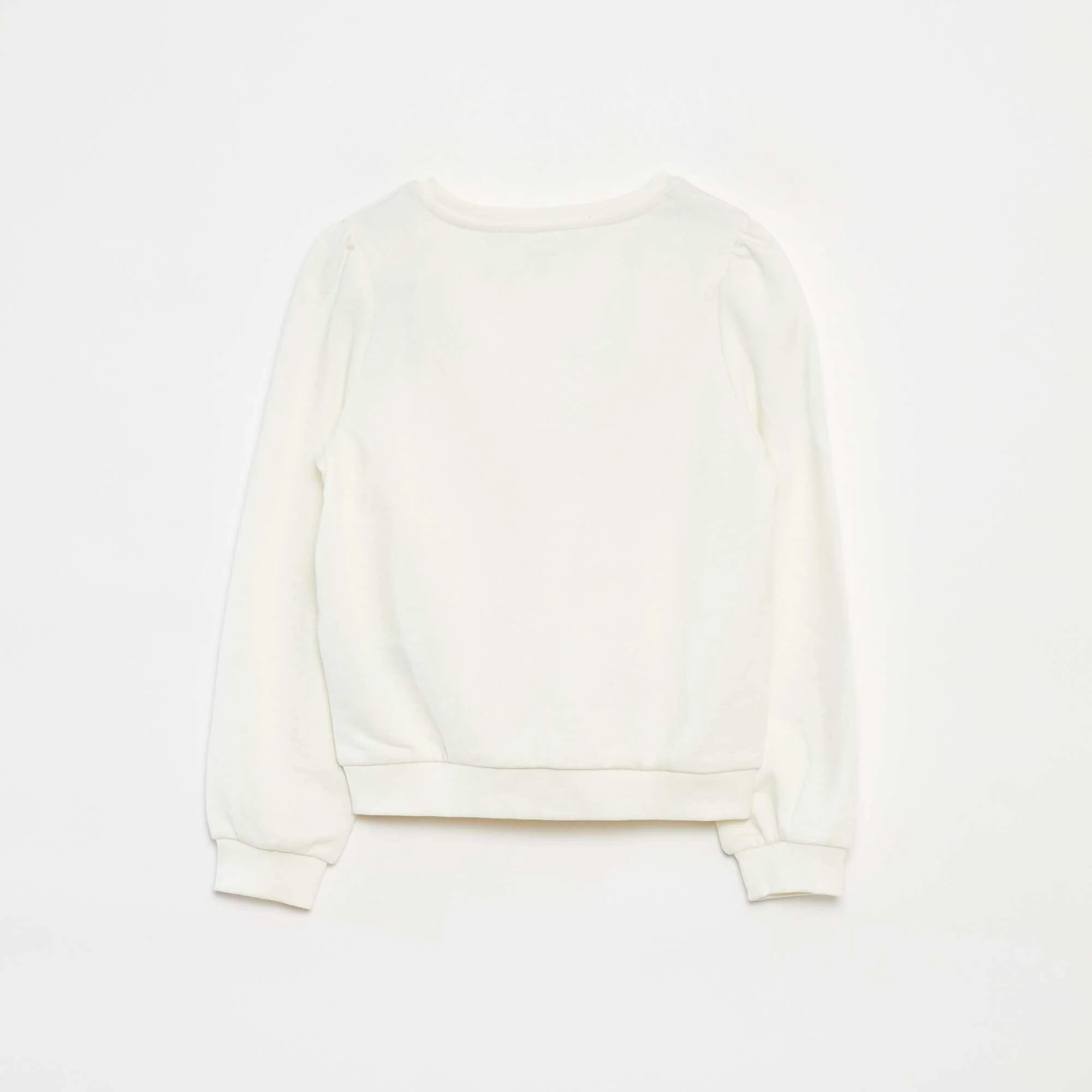 Plain sweatshirt with heart embroidery WHITE - Image 3