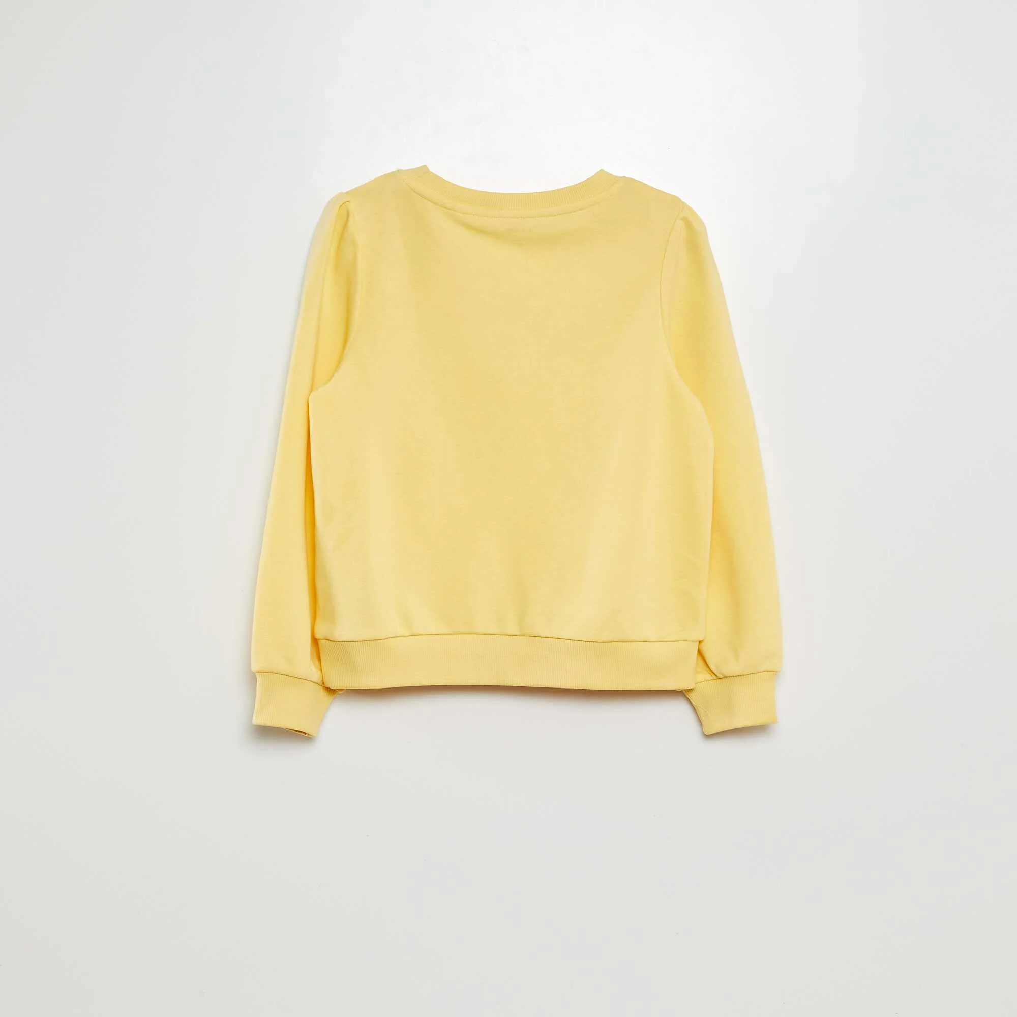 Plain sweatshirt with heart embroidery YELLOW - Image 3