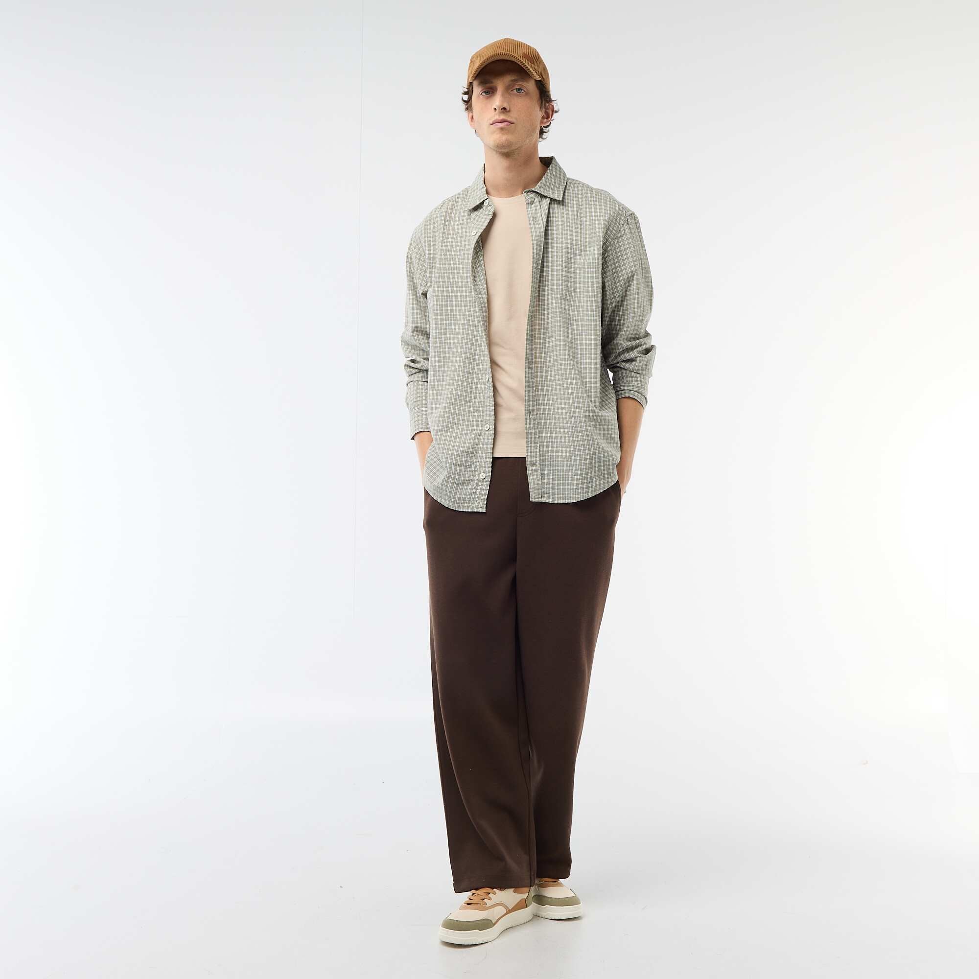 Plain T-shirt - Slim fit BEIGE - Image 2