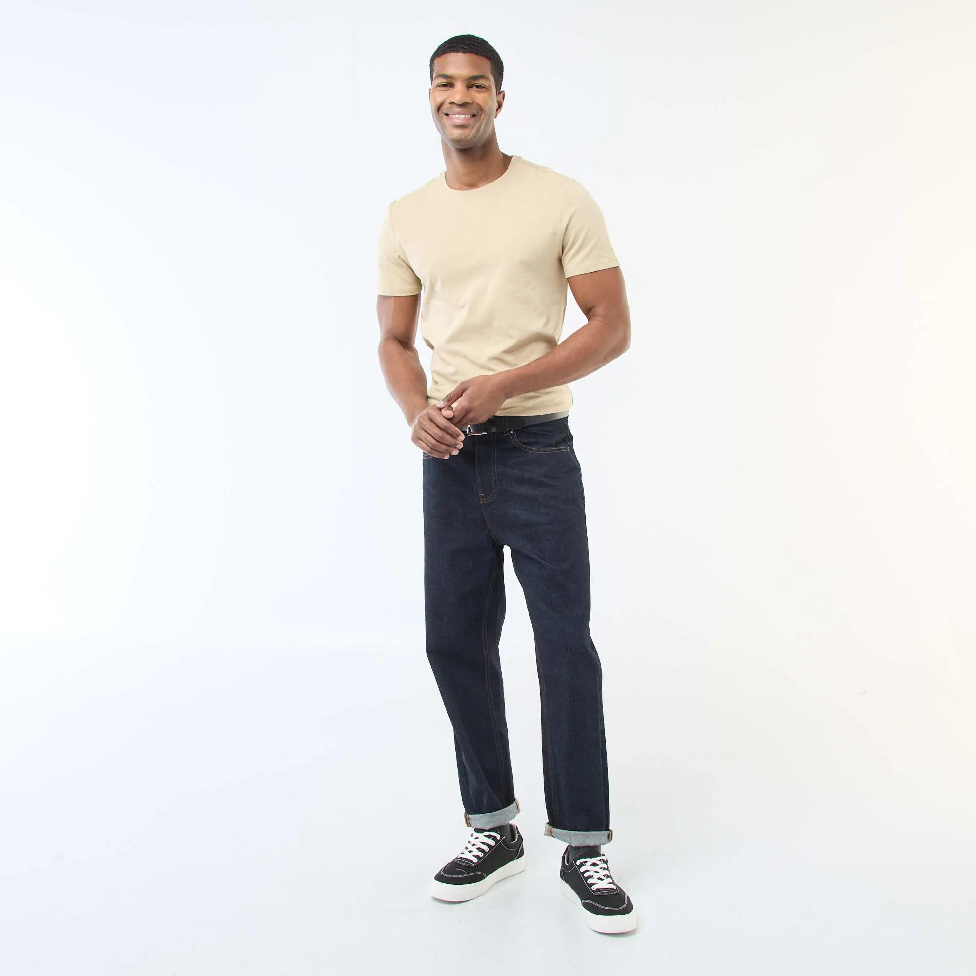 Plain T-shirt - Slim fit BEIGE - Image 2