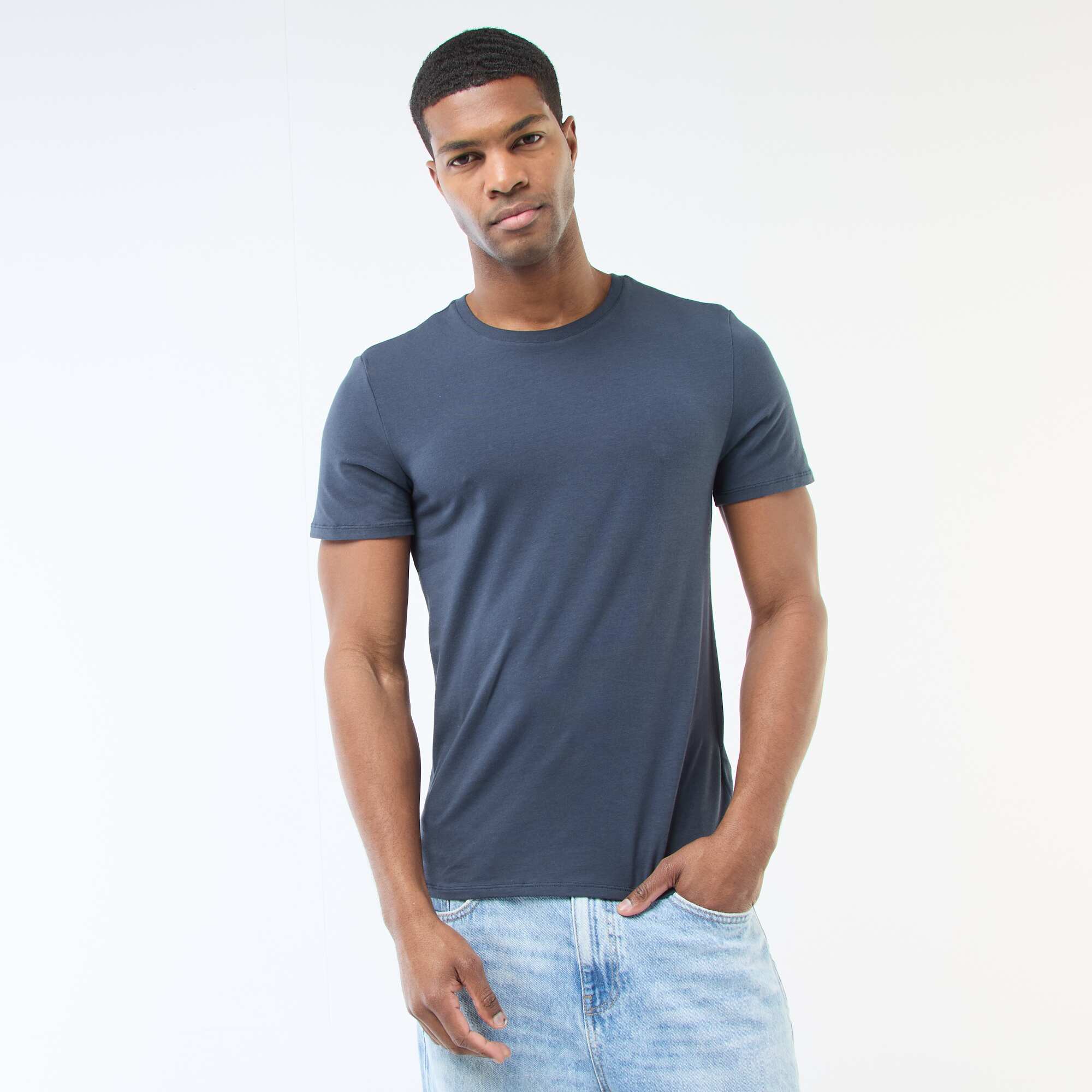 Plain T-shirt - Slim fit BLUE