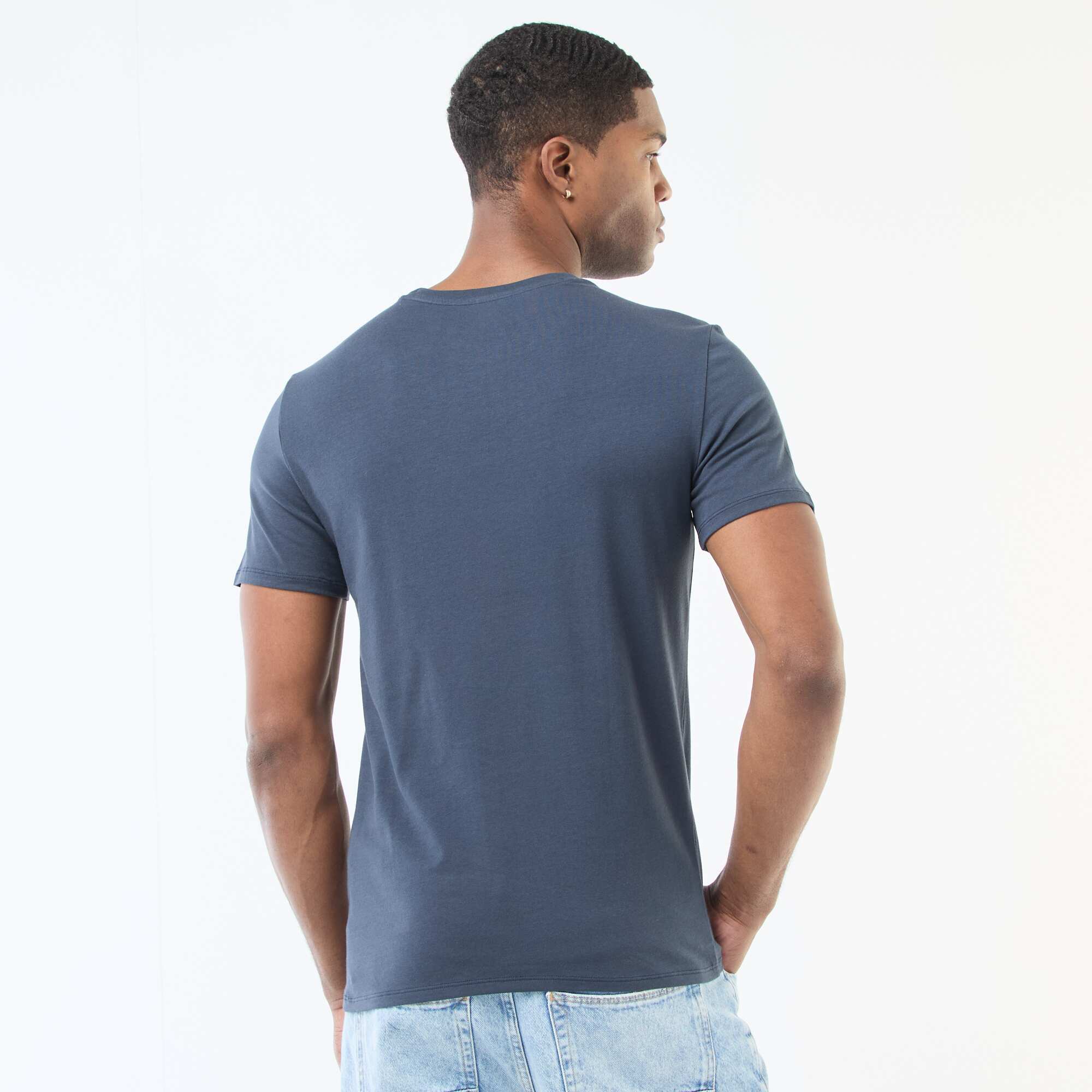 Plain T-shirt - Slim fit BLUE - Image 3