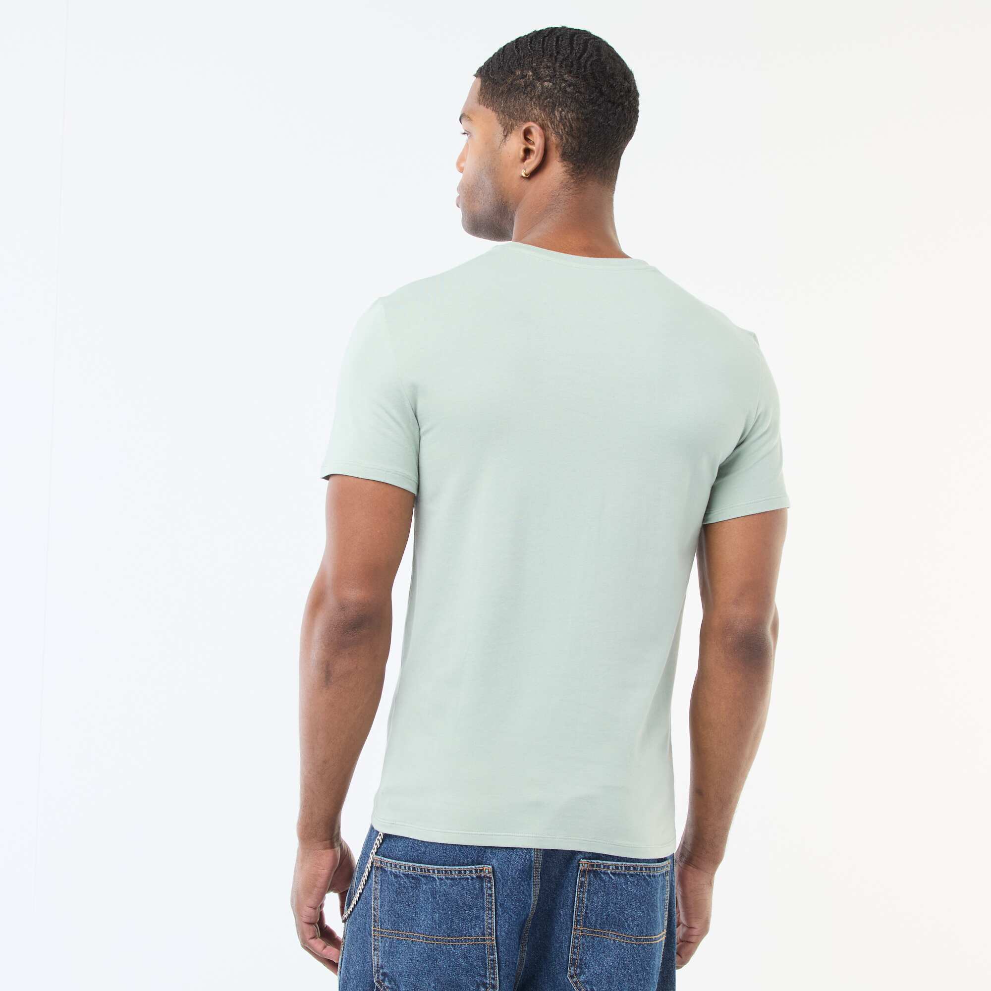 Plain T-shirt - Slim fit GREEN - Image 4