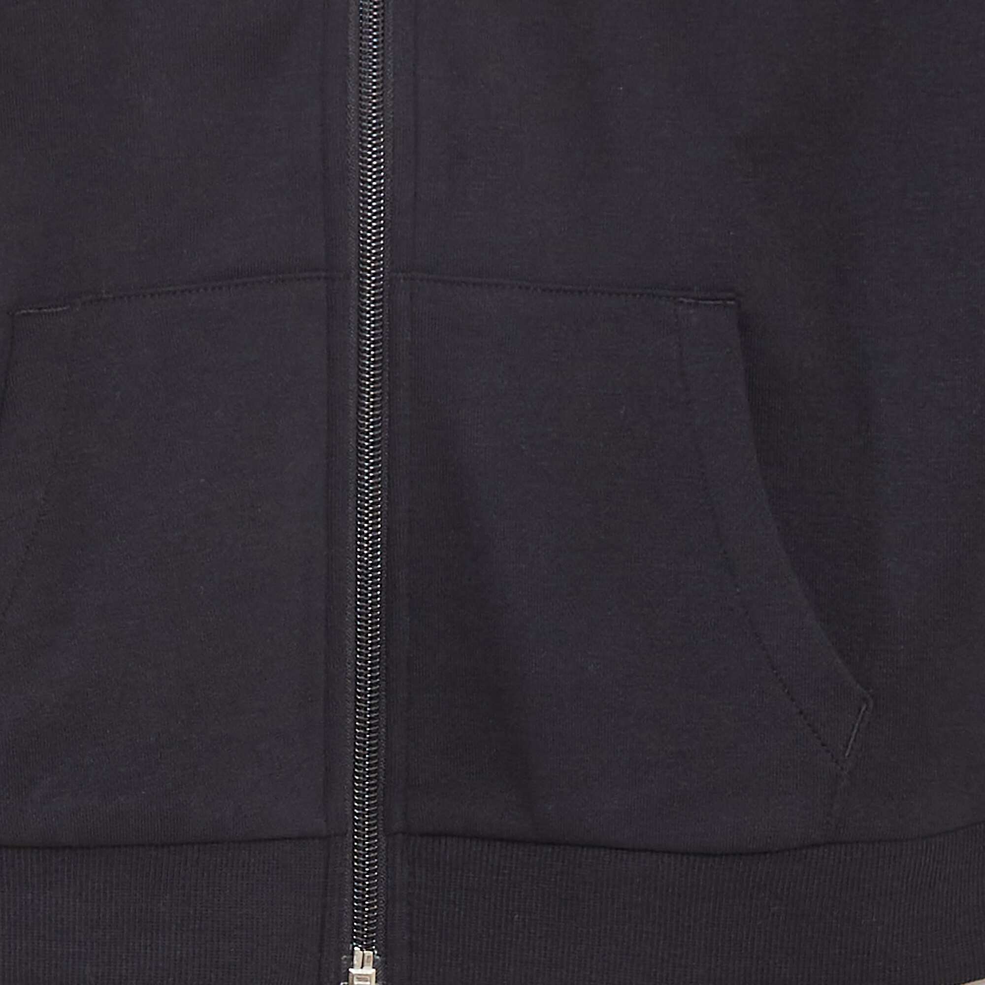 Plain zip-up hooded sweatshirt BLACK - Image 3