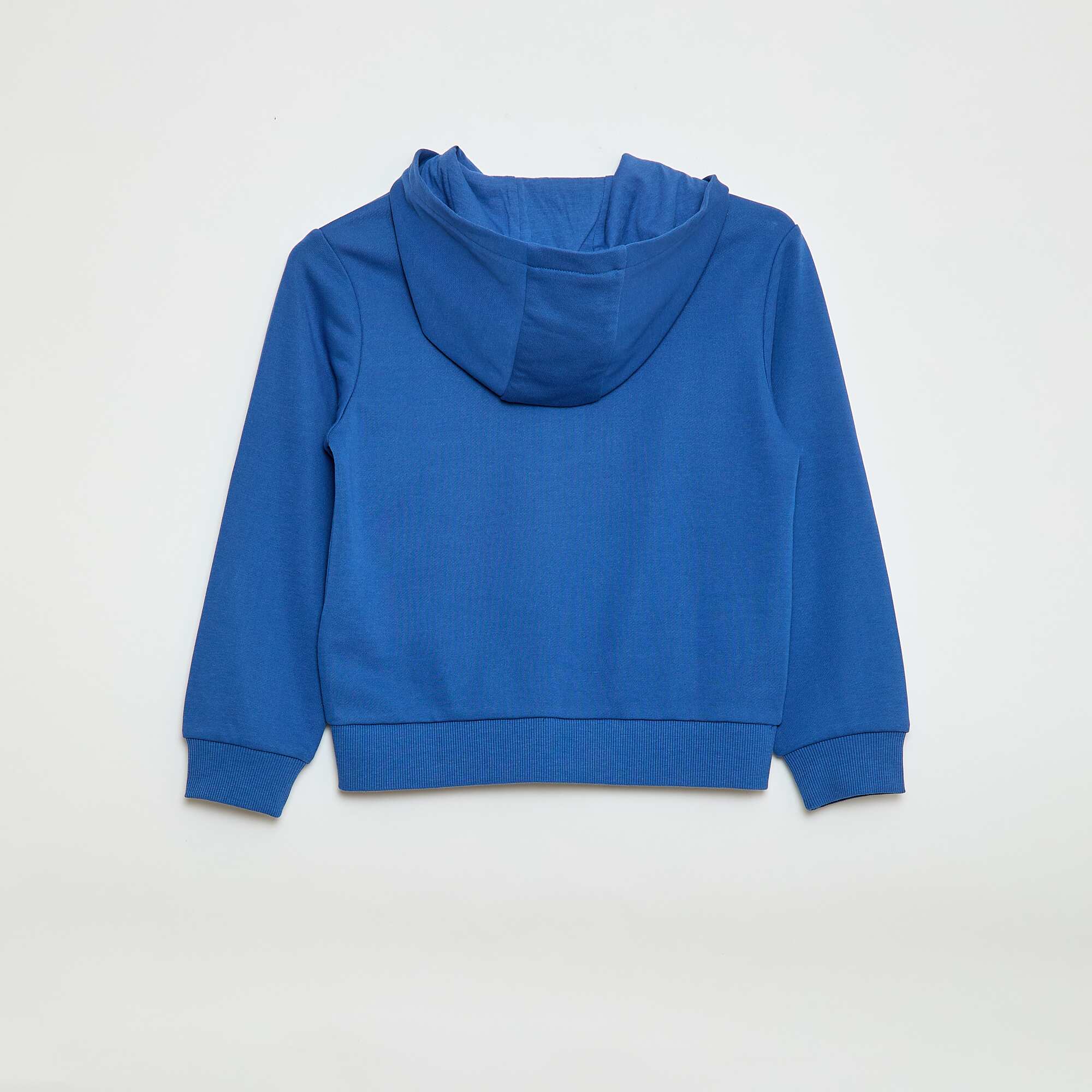 Plain zip-up hooded sweatshirt BLUE - Image 2