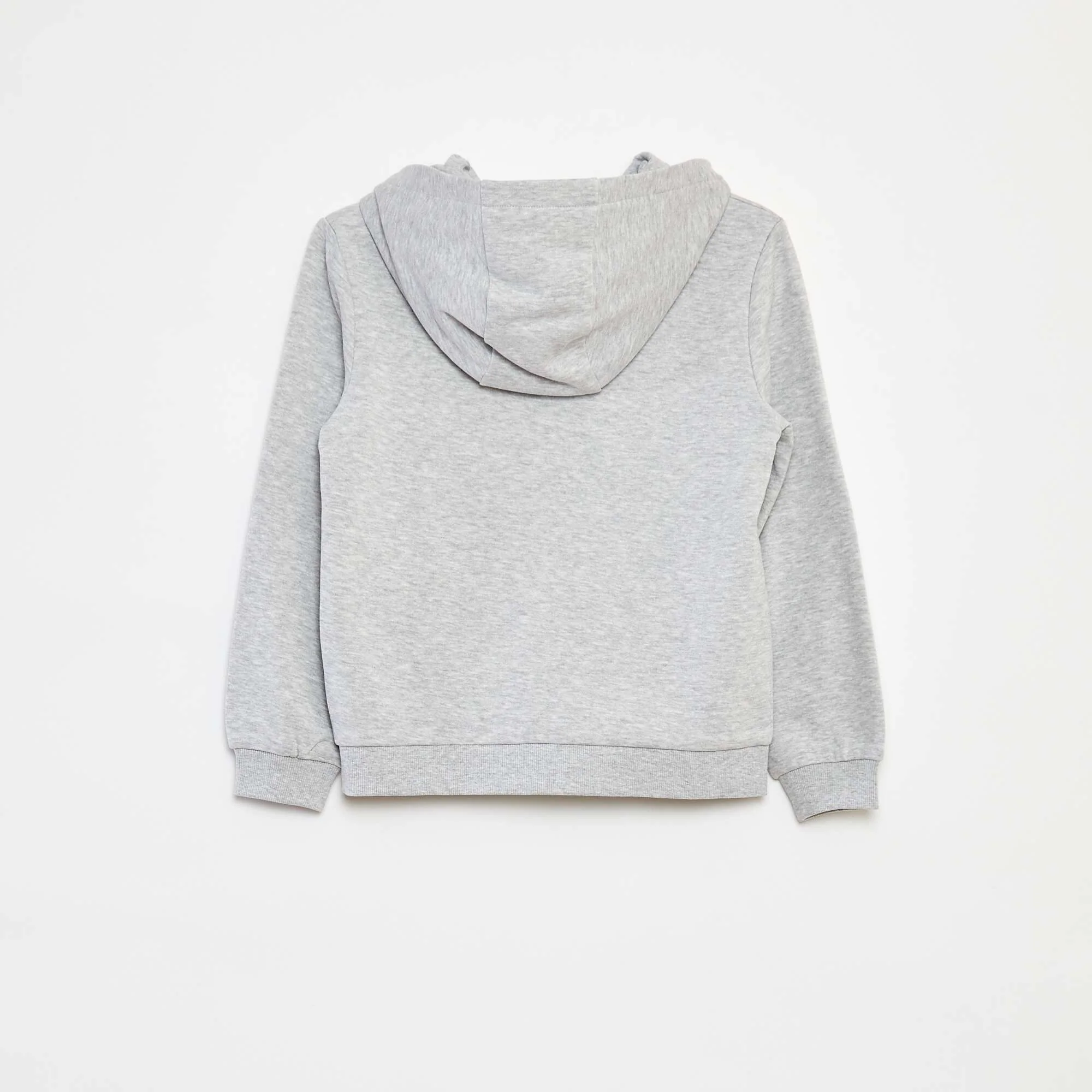 Plain zip-up hooded sweatshirt GREY - Image 2