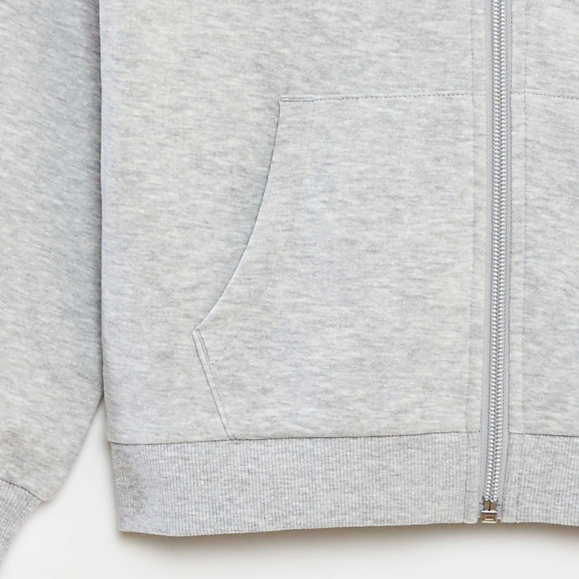 Plain zip-up hooded sweatshirt GREY - Image 3