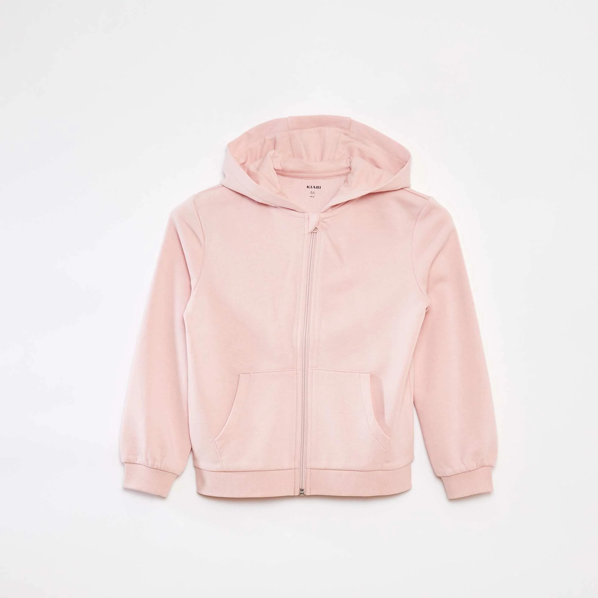 Plain zip-up hooded sweatshirt PINK