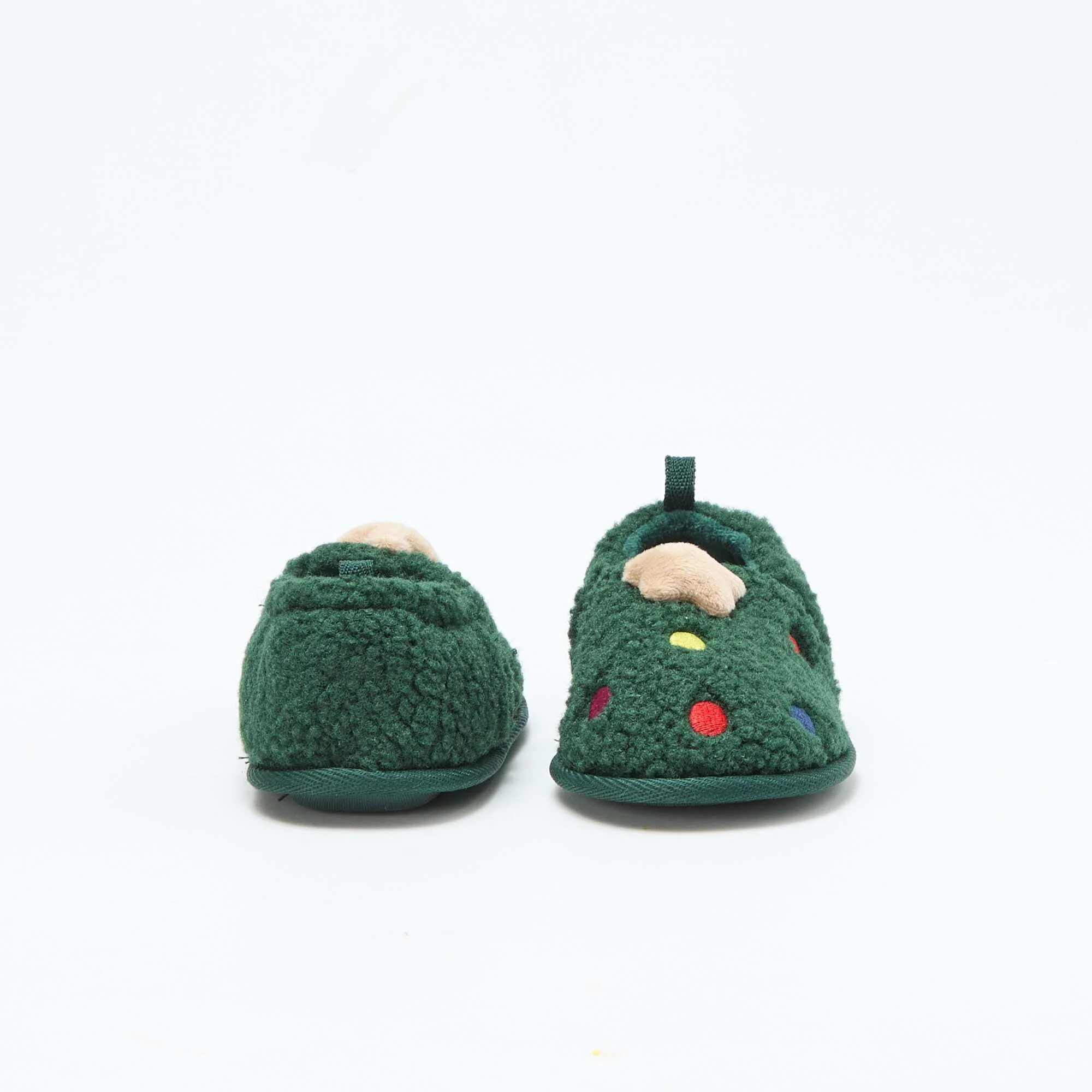 Playful Suedette Christmas Slippers GREEN - Image 3