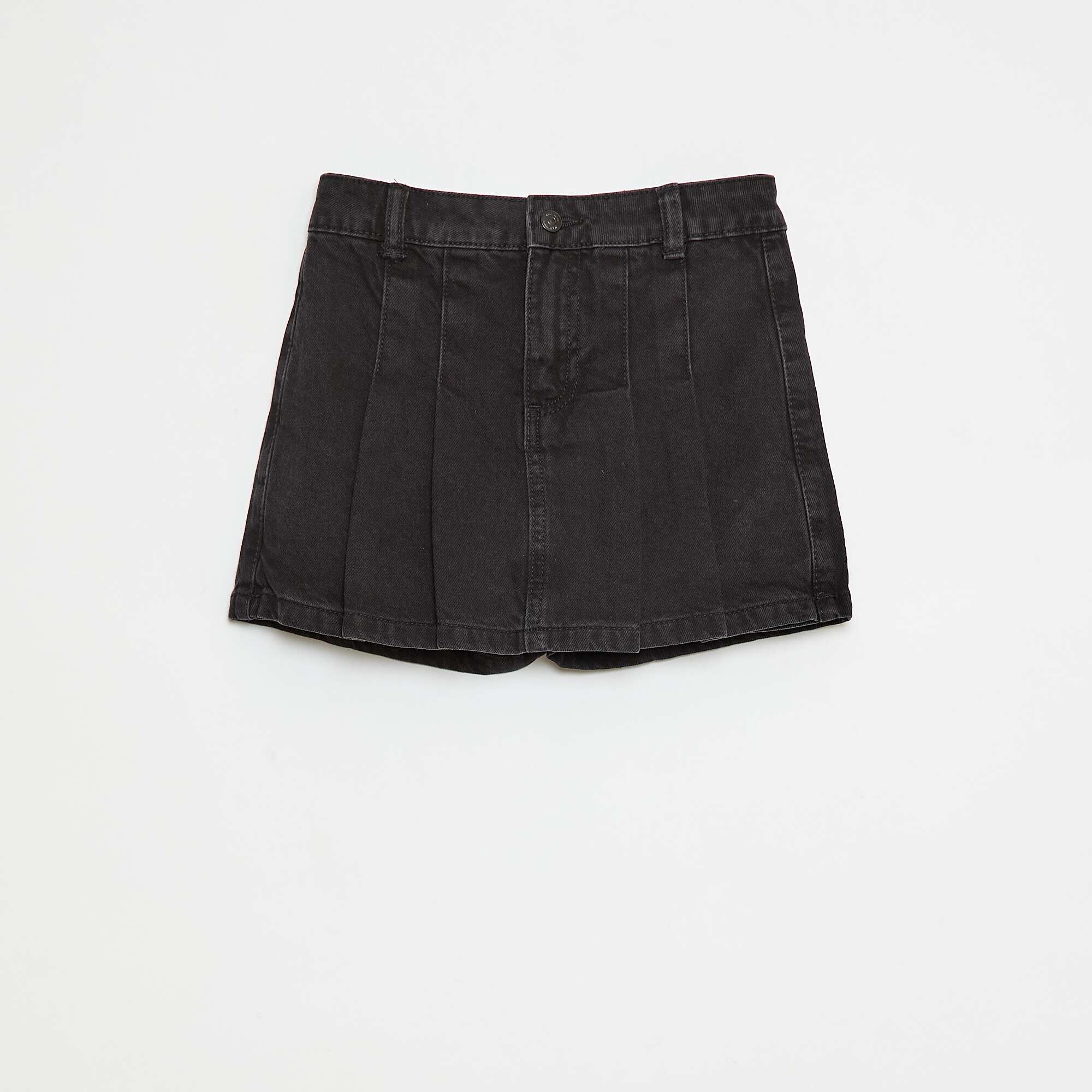 Pleated denim skort GREY