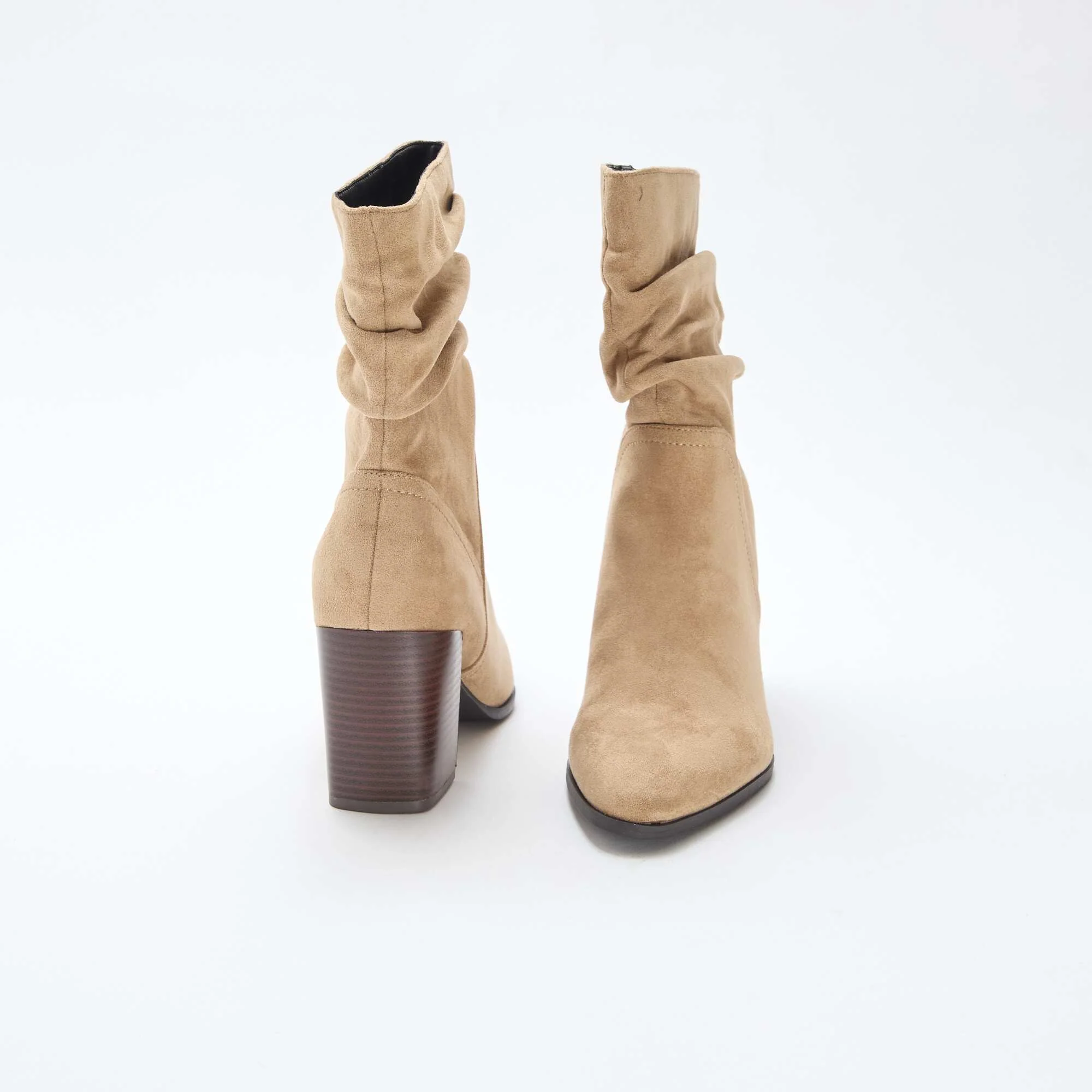 Pleated Faux Suede Boots BEIGE - Image 3