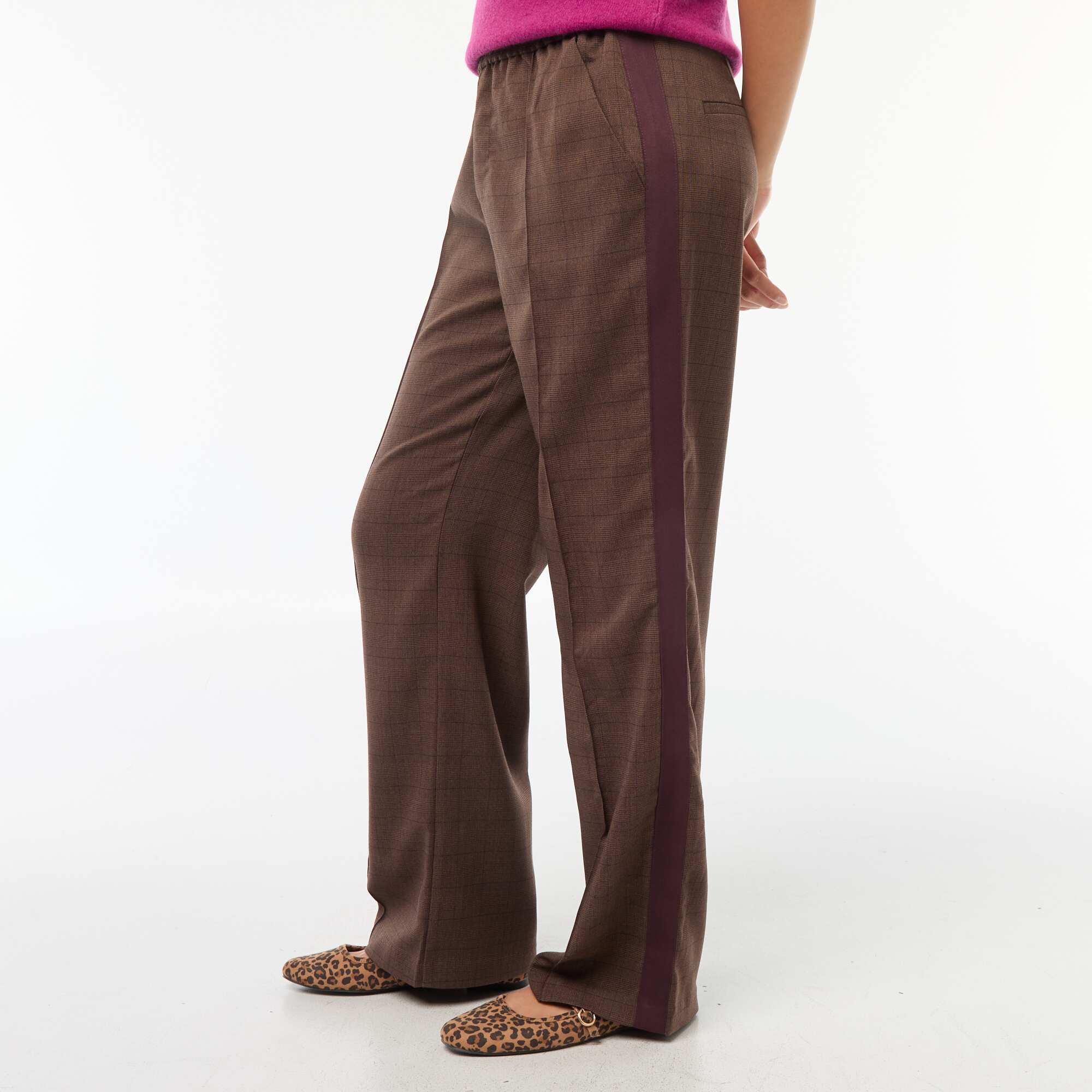 Pleated Pants with Side Stripes BROWN - Image 2