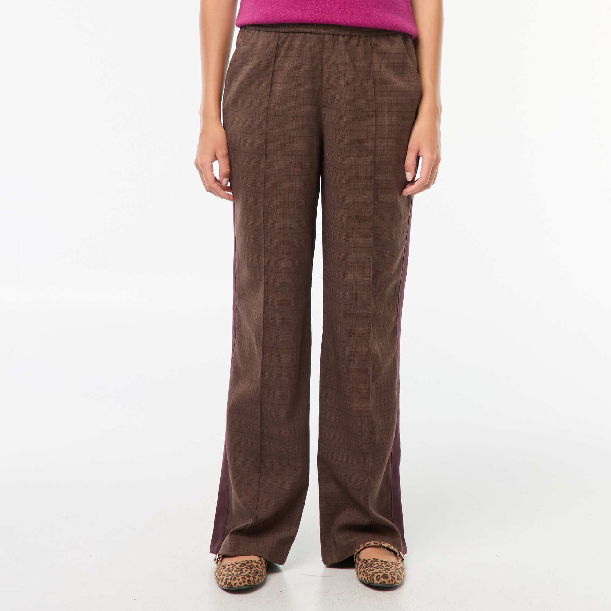 Pleated Pants with Side Stripes BROWN - Image 3