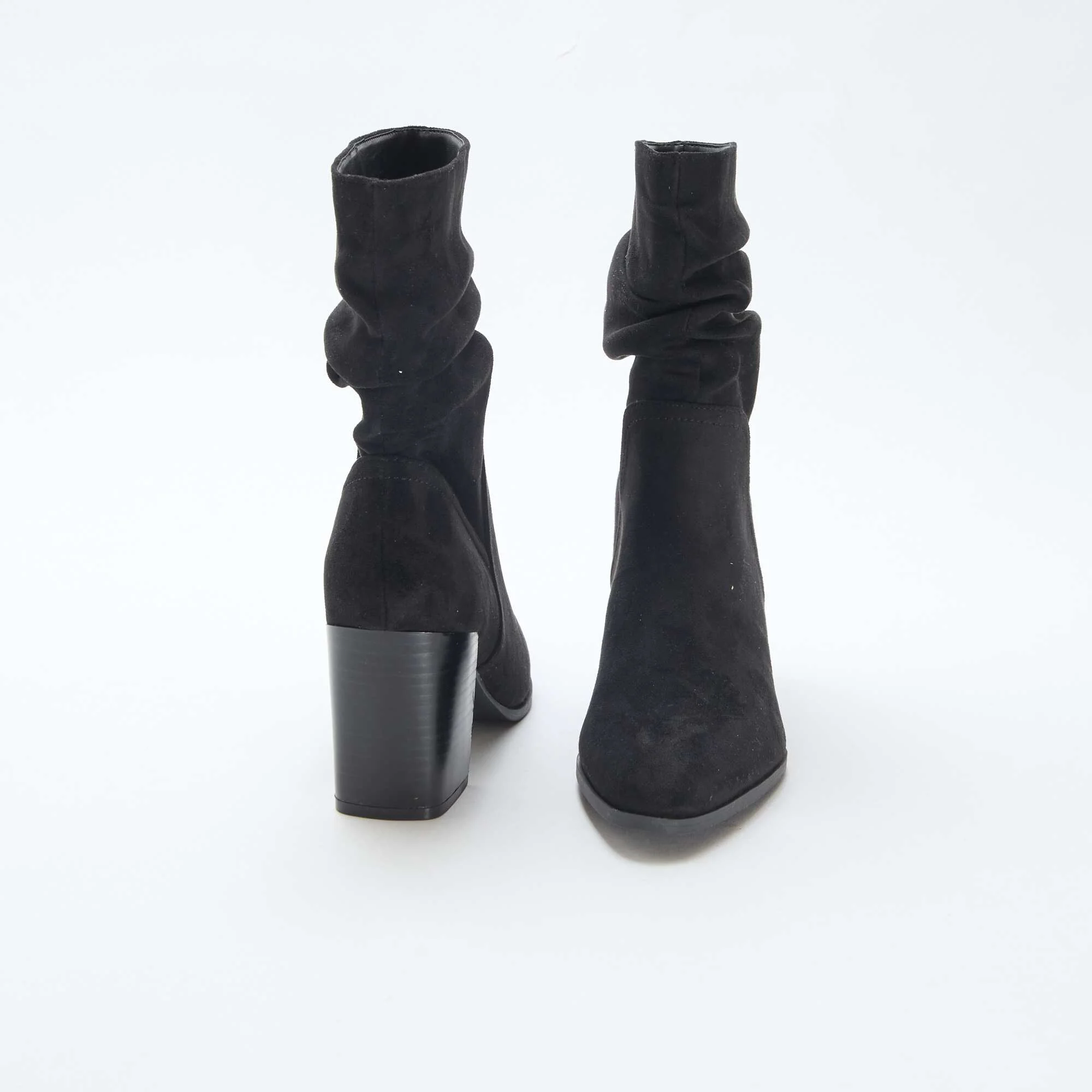 Pleated Suedette Boots BLACK - Image 3