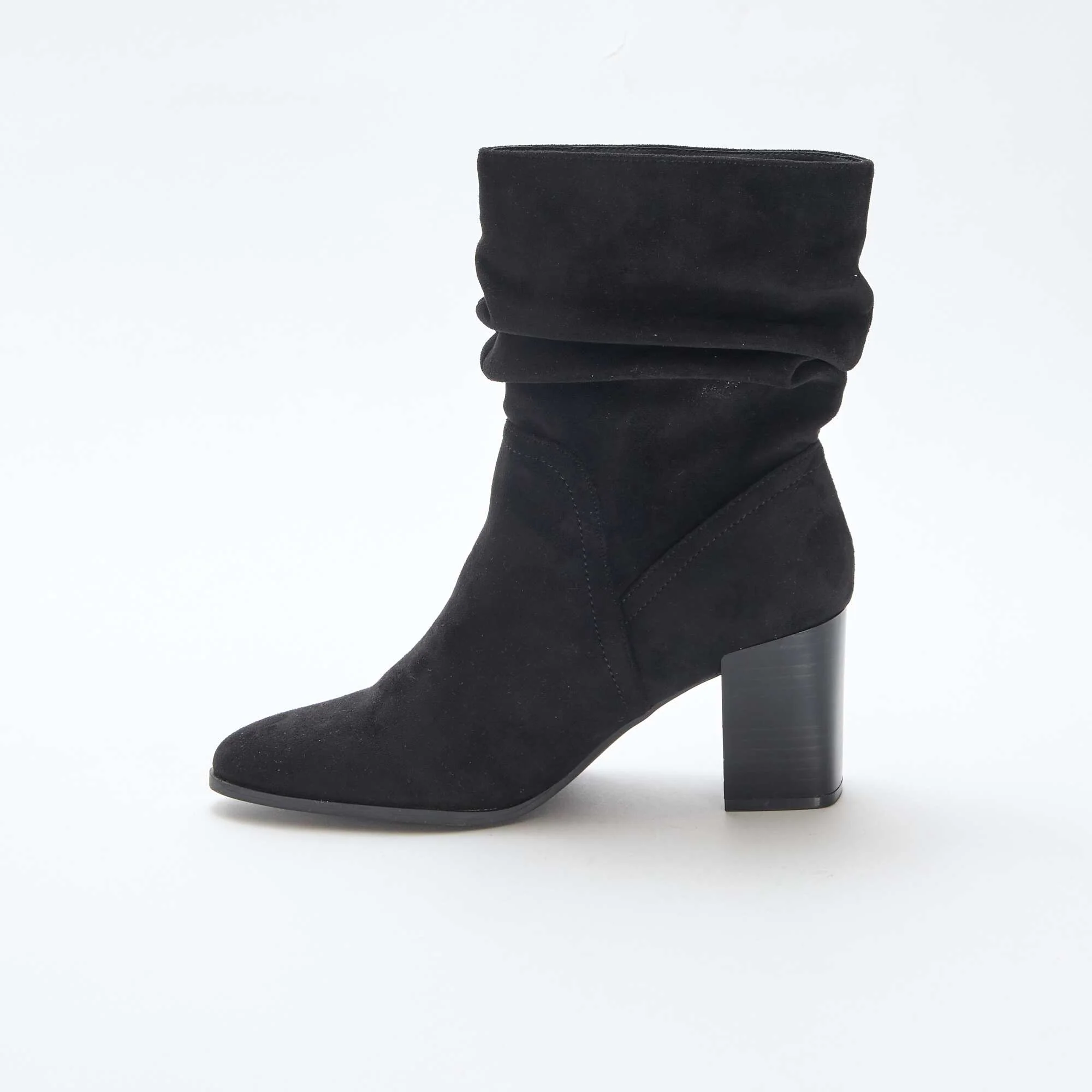 Pleated Suedette Boots BLACK - Image 4