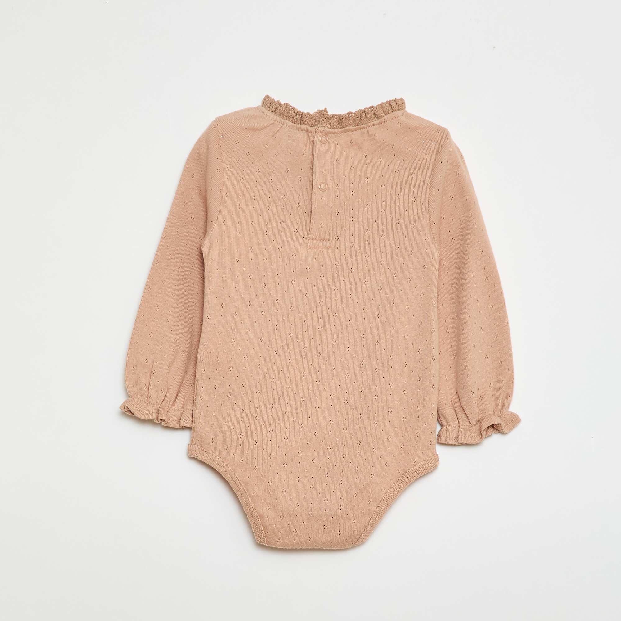 Pointelle Knit Long-Sleeve Bodysuit PINK - Image 2