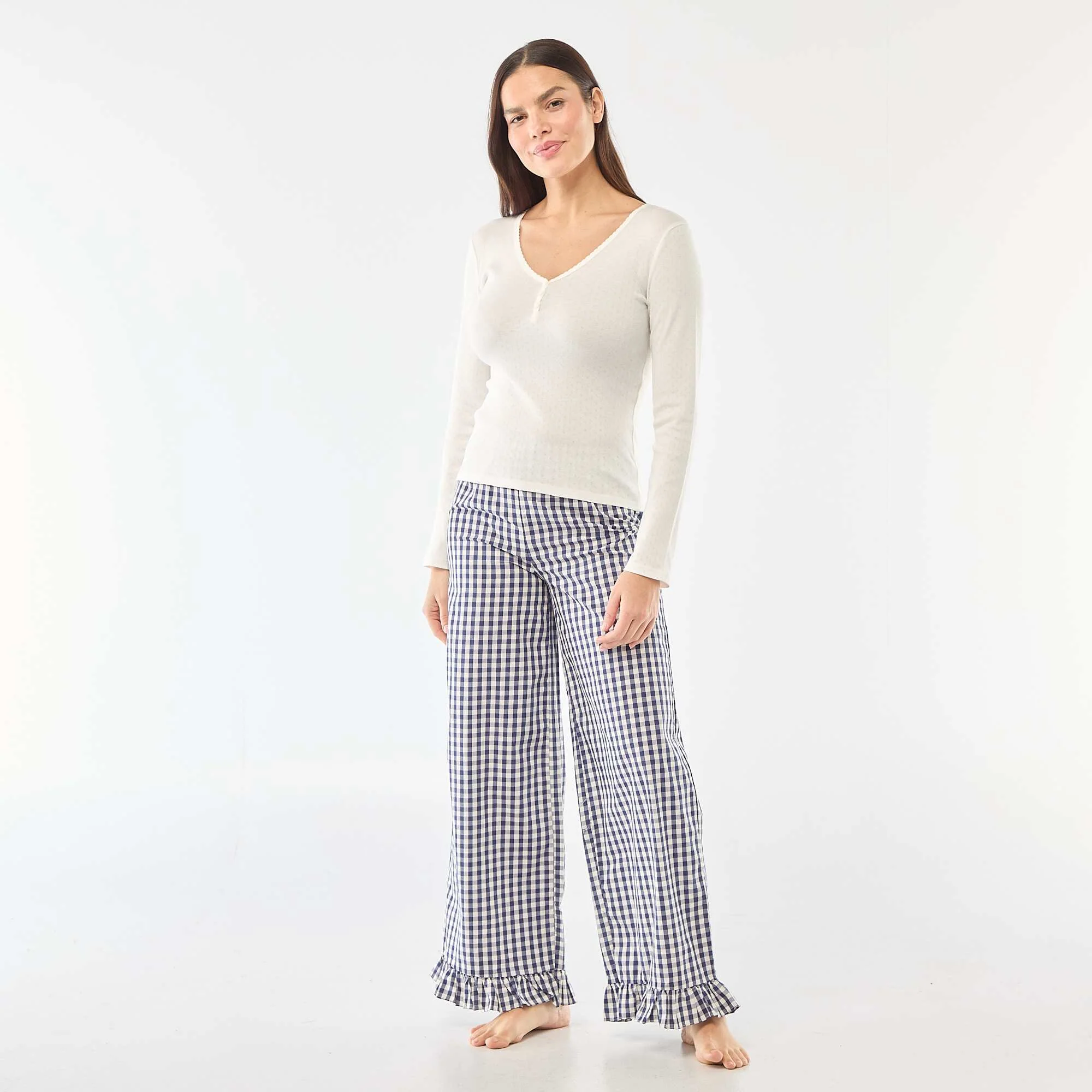 Pointelle Knit Pajama T-shirt WHITE - Image 2