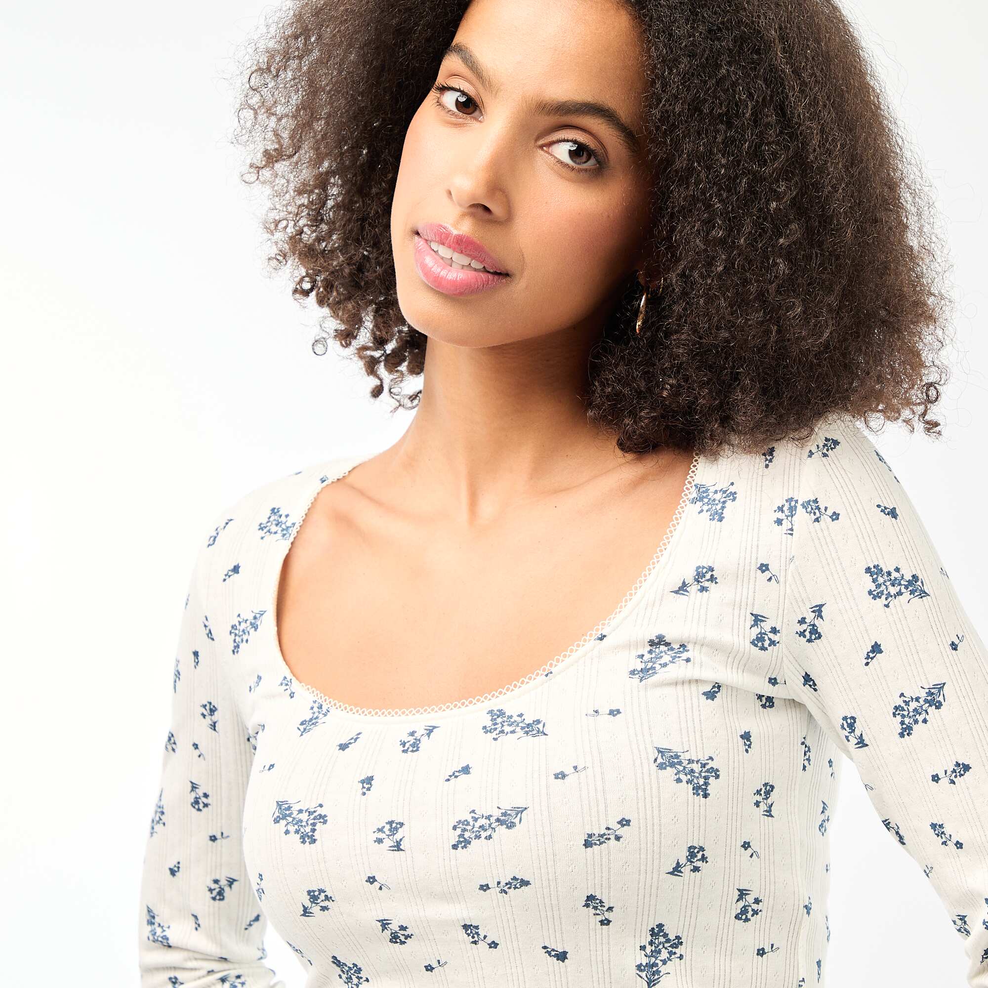 Pointelle Long-Sleeve T-Shirt WHITE - Image 5