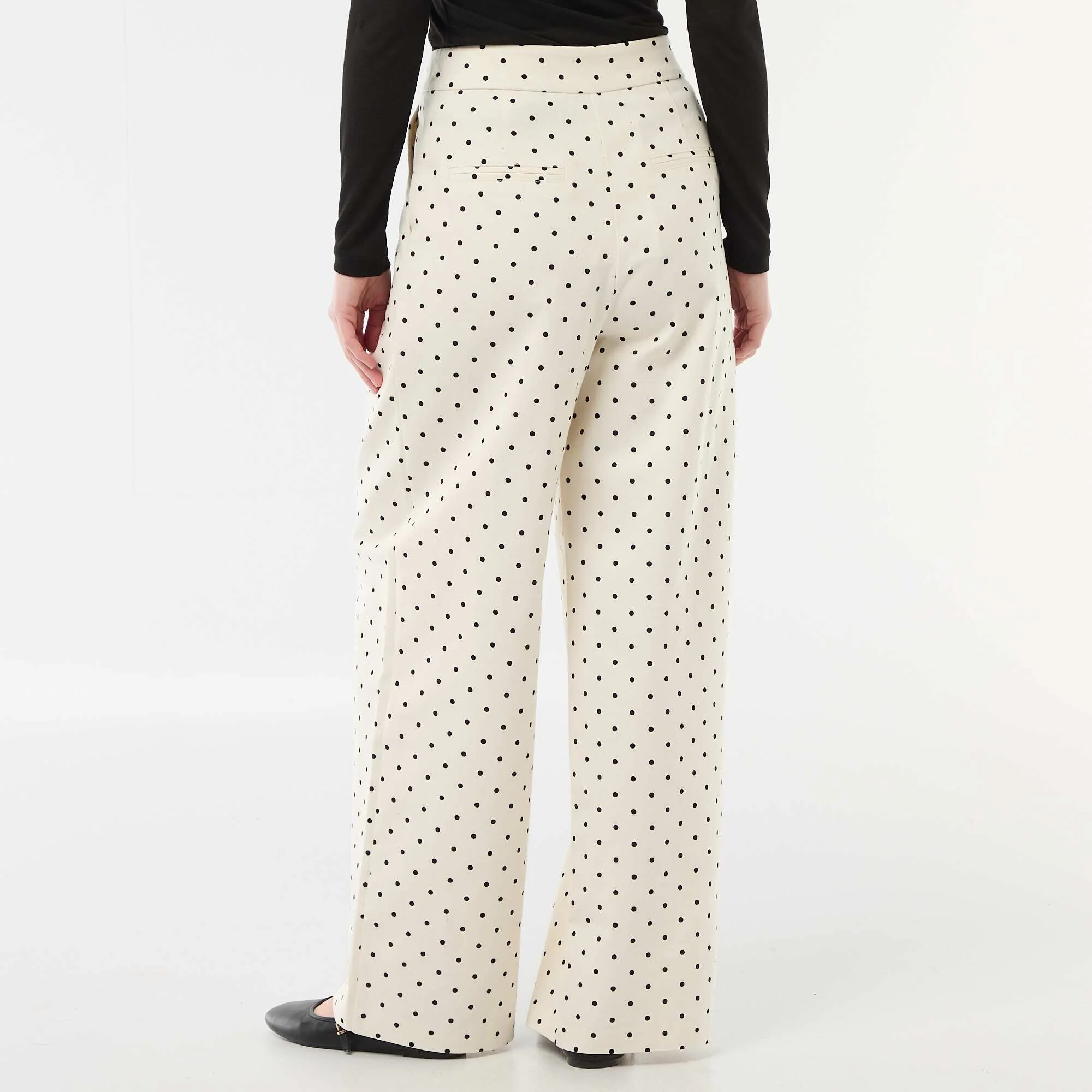 Polka Dot Wide-Leg Trousers WHITE - Image 3