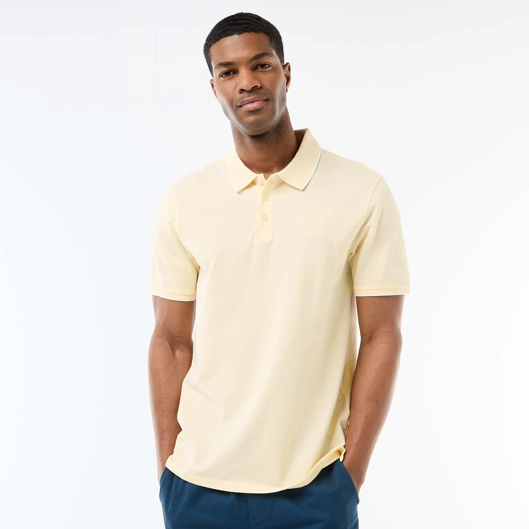 Polo Shirt with Chest Embroidery YELLOW