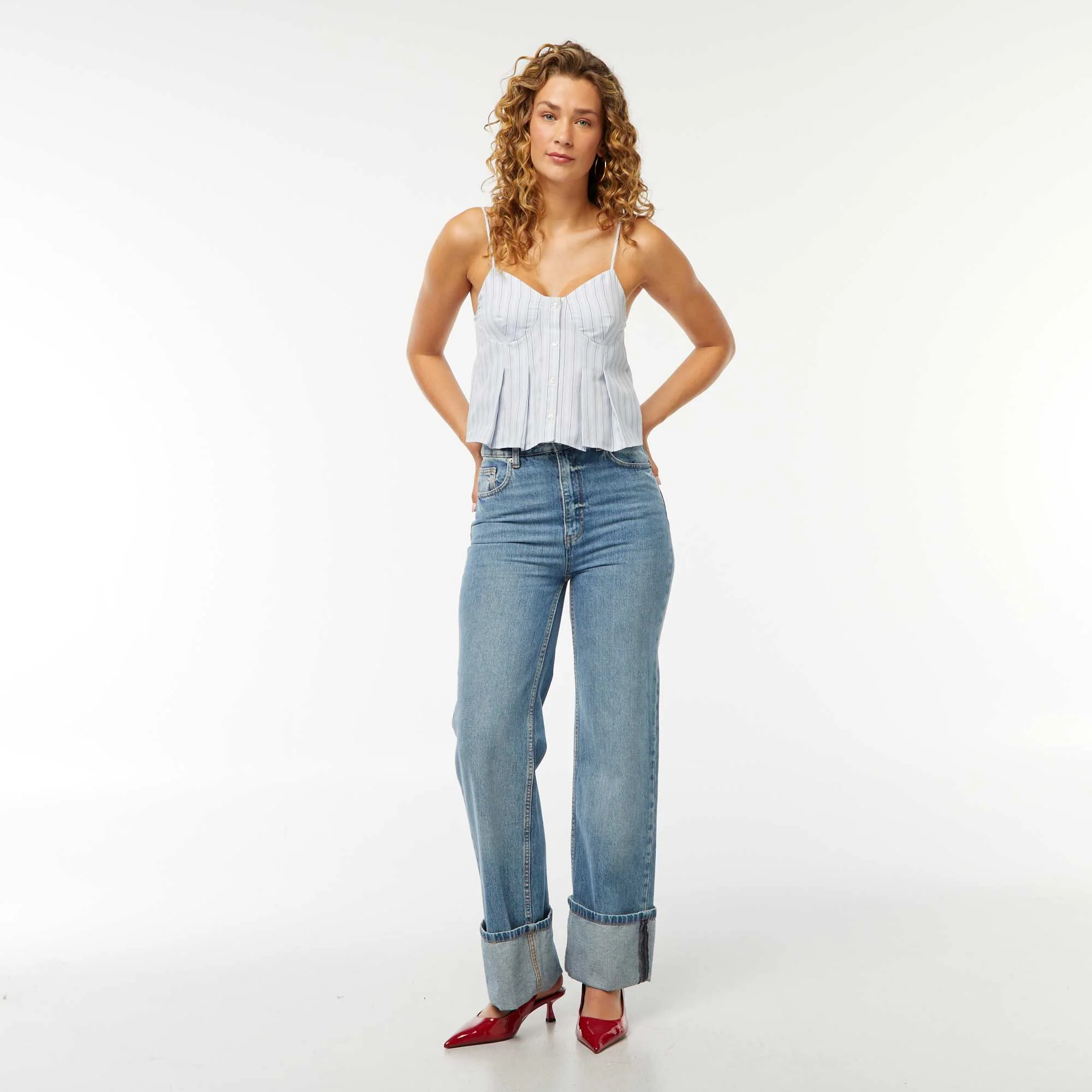 Poplin crop top BLUE - Image 2