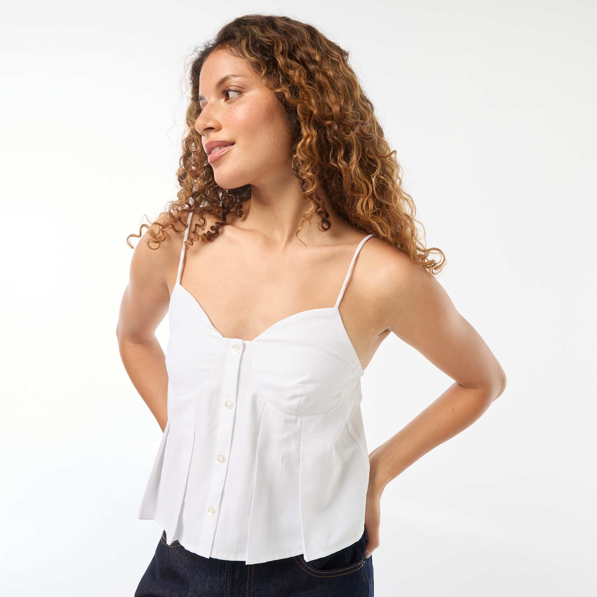 Poplin crop top WHITE