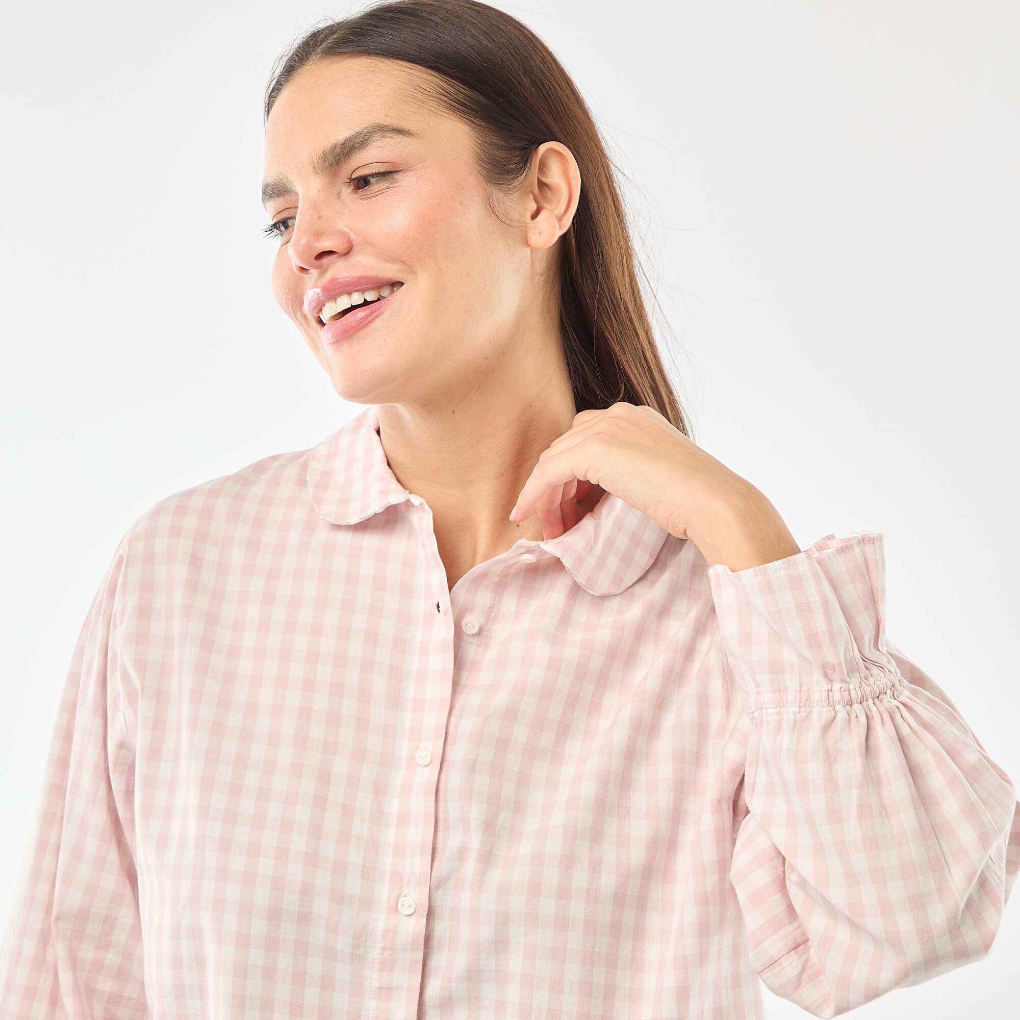Poplin Long Pajama Set - 2 Piece PINK - Image 2