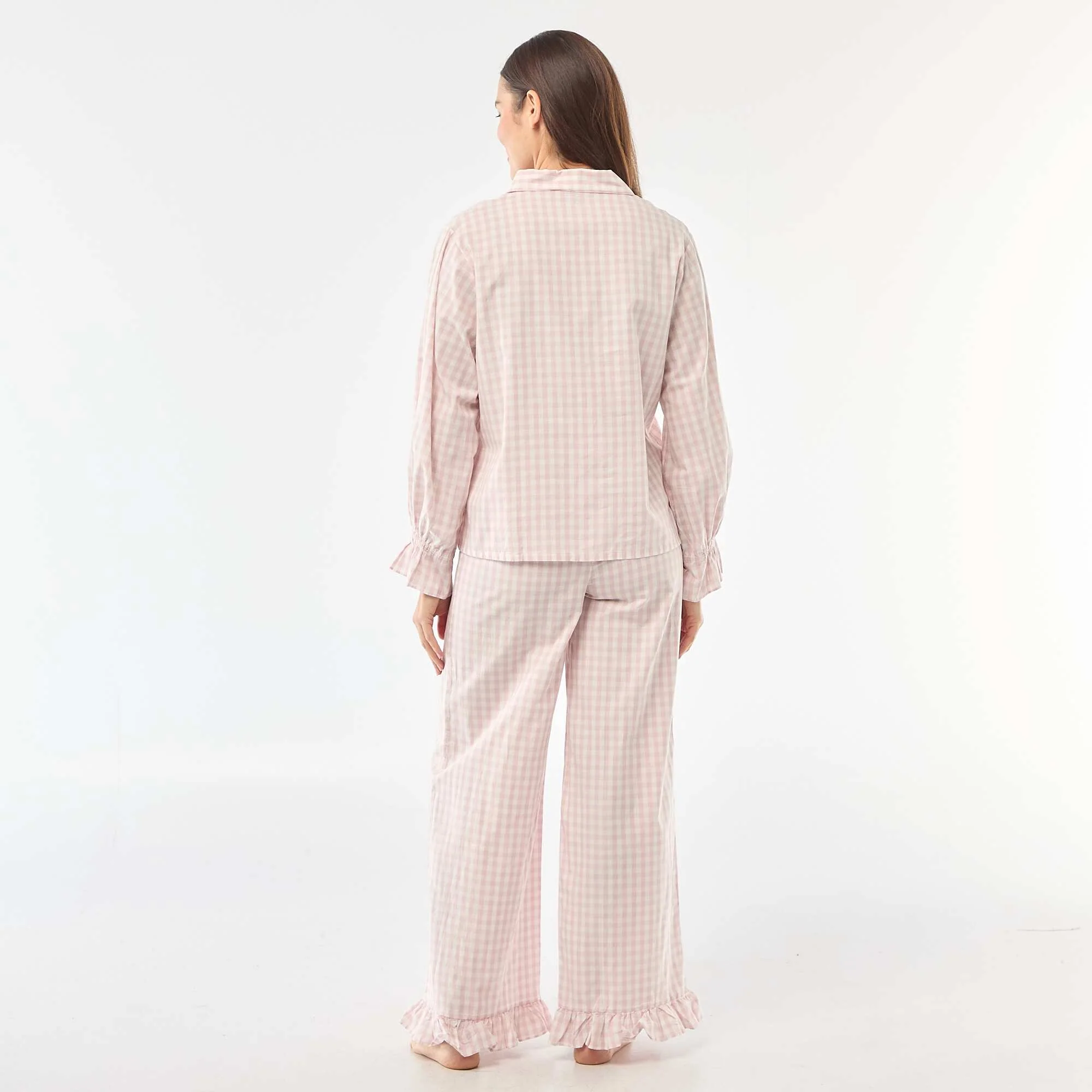 Poplin Long Pajama Set - 2 Piece PINK - Image 3