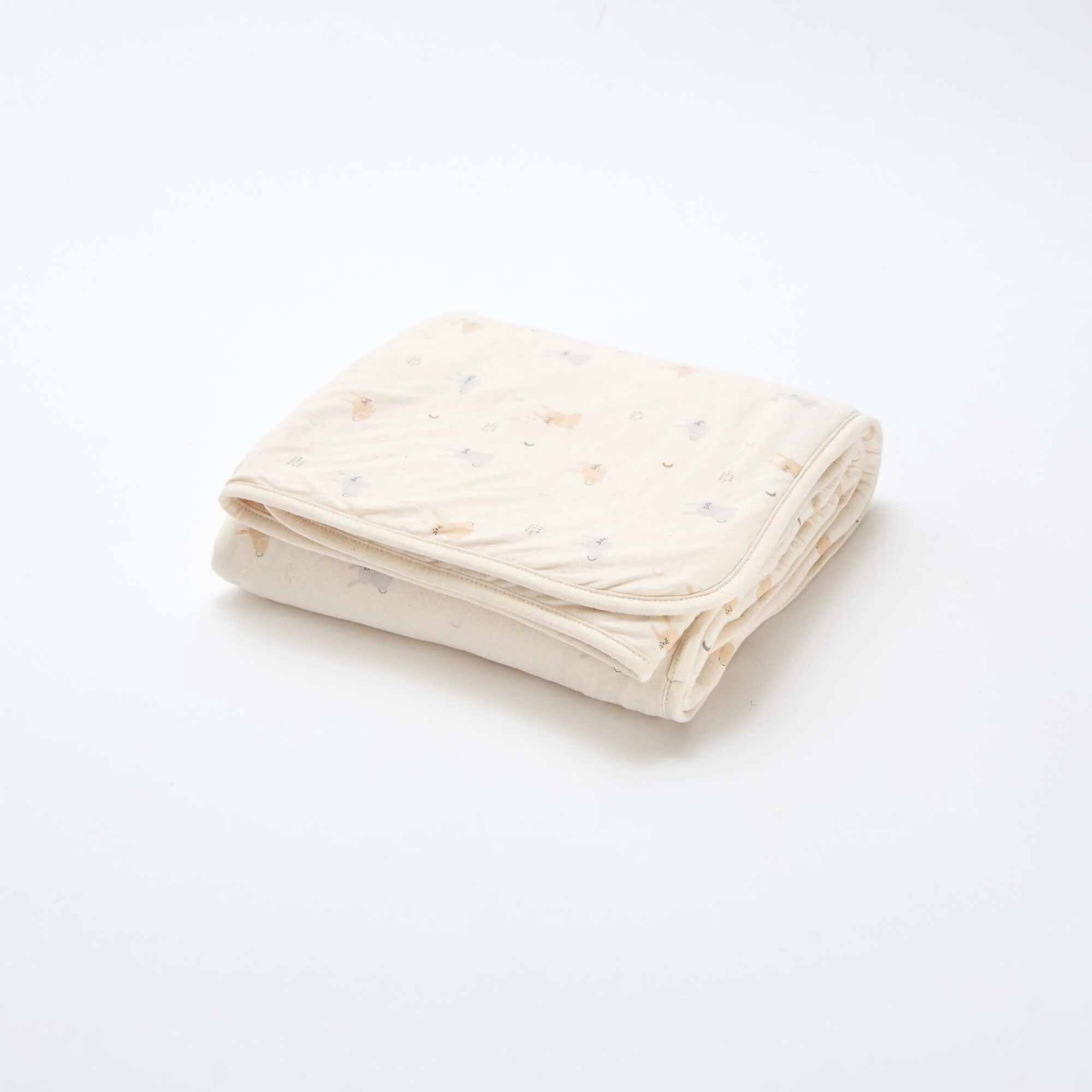 Printed blanket with fleecy lining BEIGE - Image 2