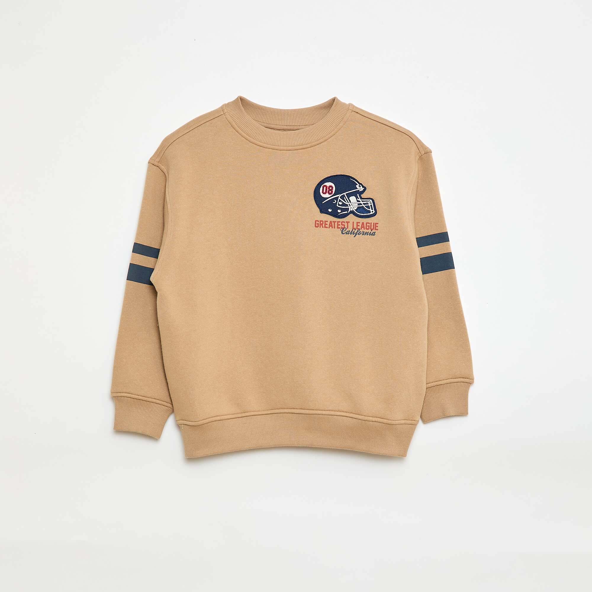 Printed brushed fleece sweatshirt BEIGE