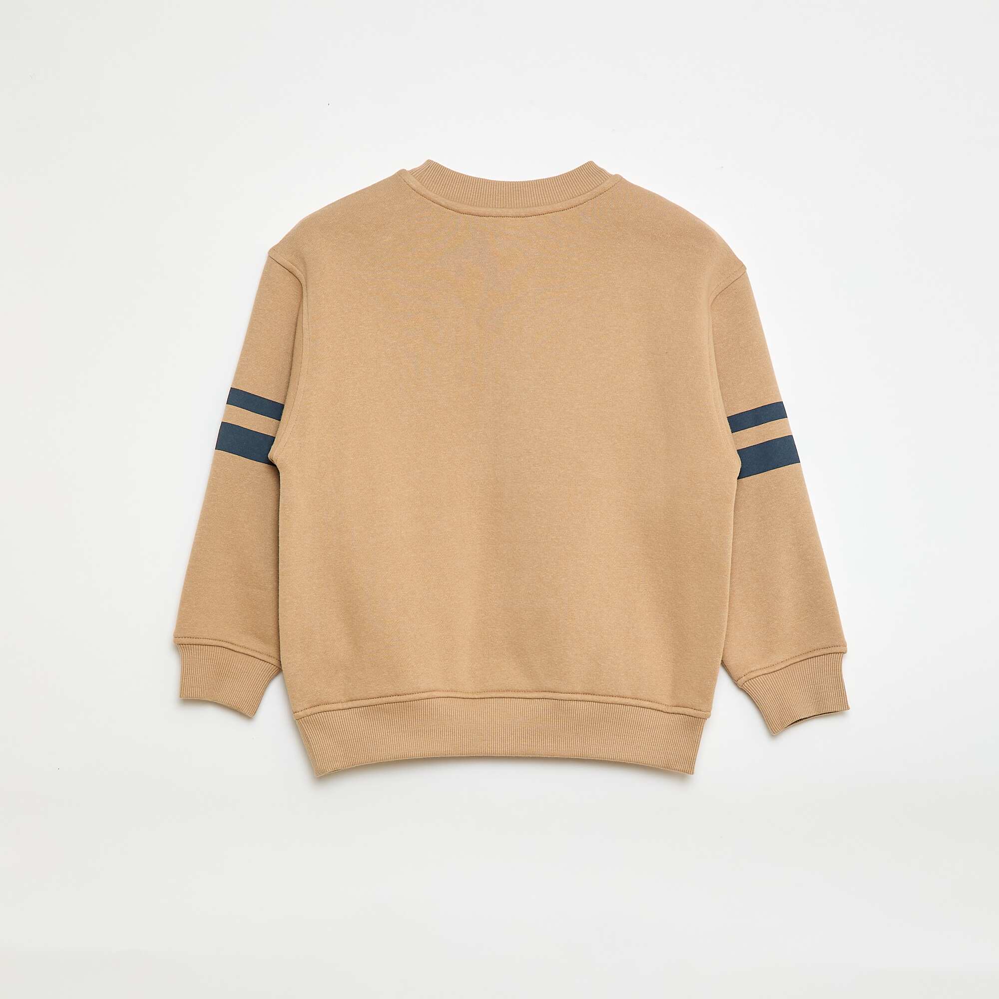 Printed brushed fleece sweatshirt BEIGE - Image 3