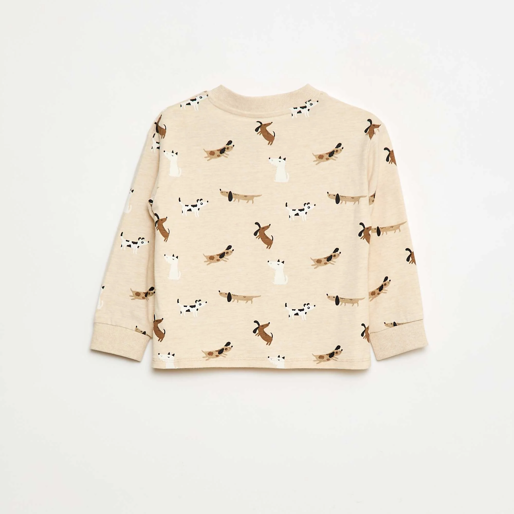 Printed Button-Neck T-shirt BEIGE - Image 4