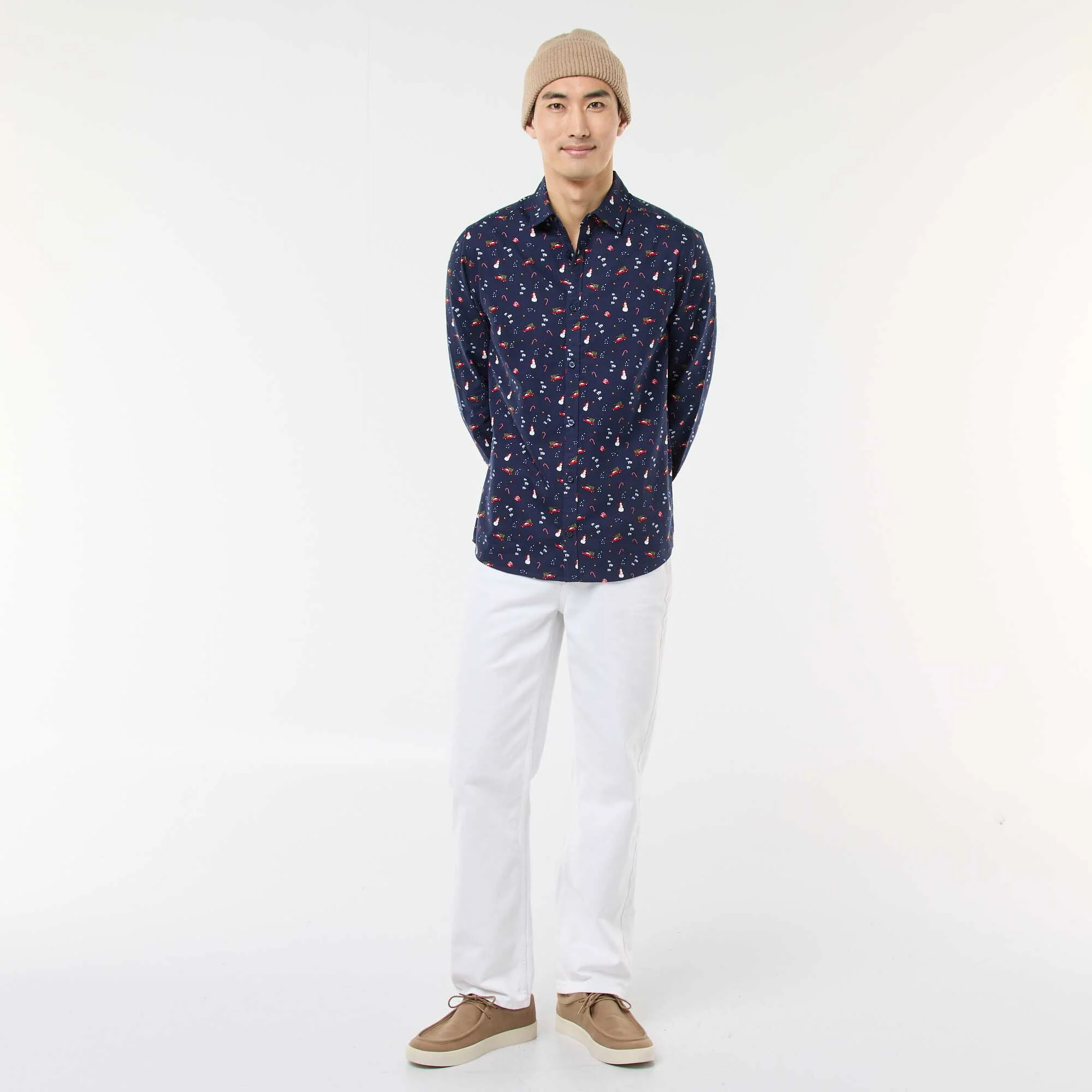 Printed Christmas Shirt BLUE - Image 2