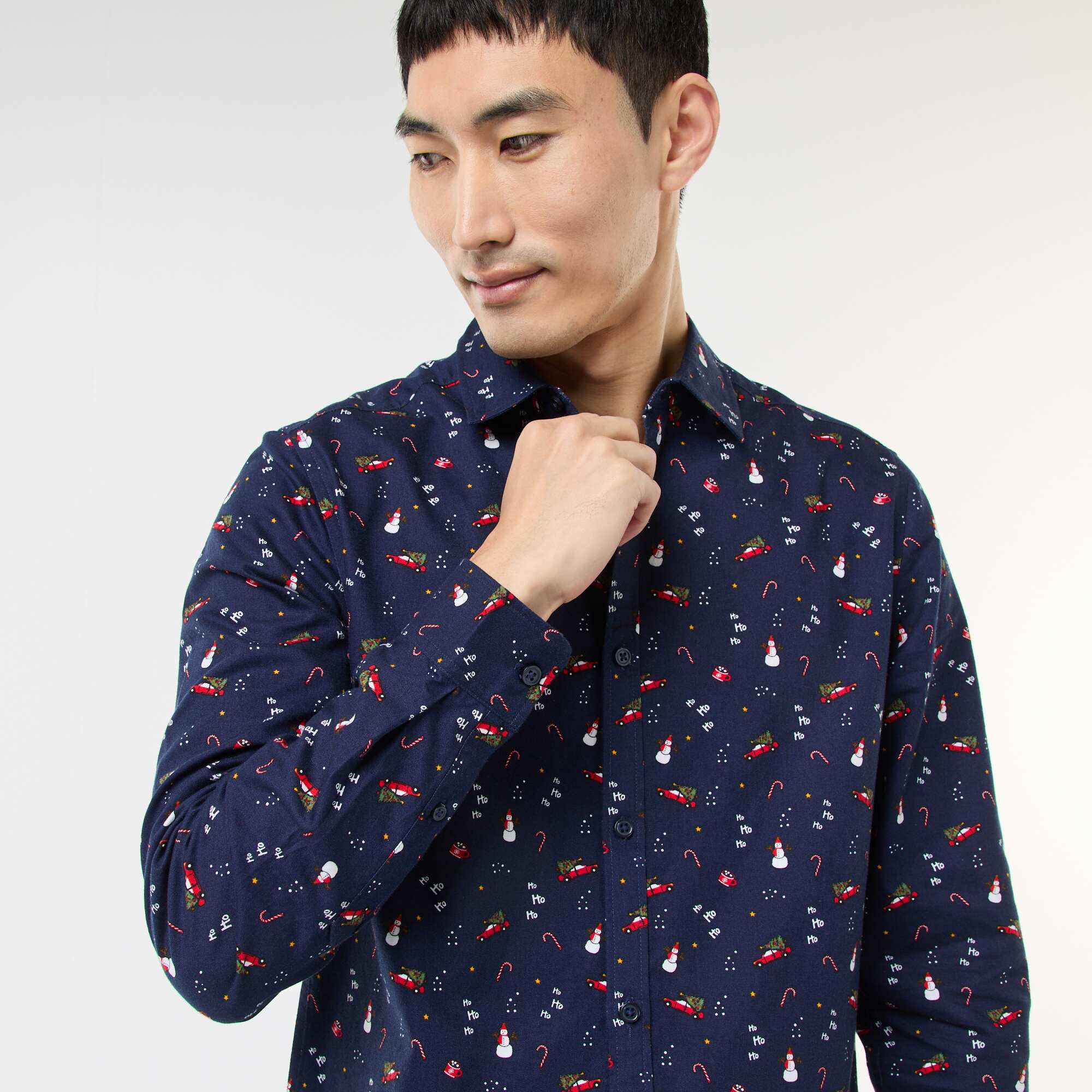 Printed Christmas Shirt BLUE - Image 3