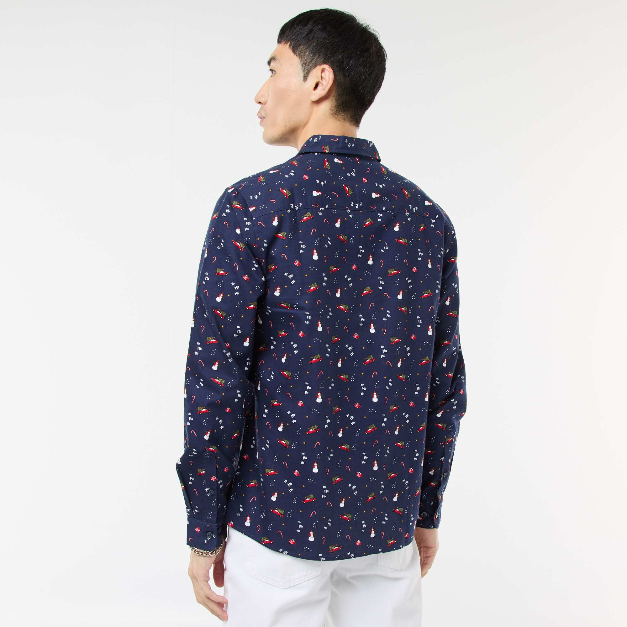 Printed Christmas Shirt BLUE - Image 4