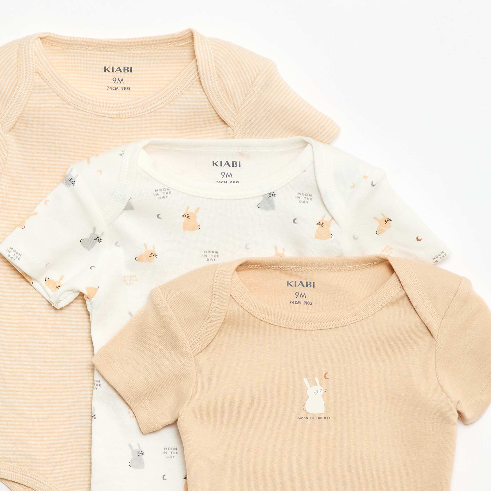 Printed cotton bodysuits - Pack of 3 BEIGE - Image 2