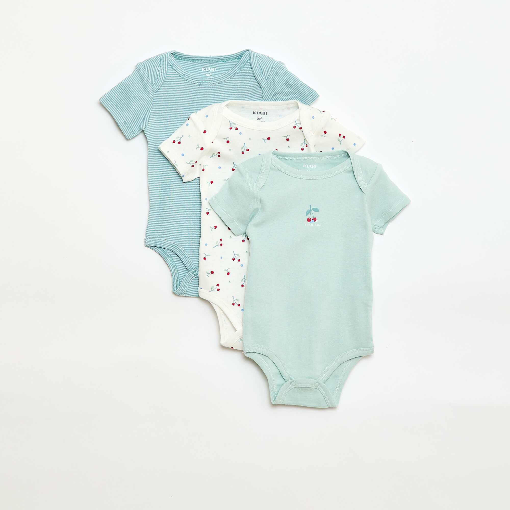 Printed cotton bodysuits - Pack of 3 GREEN