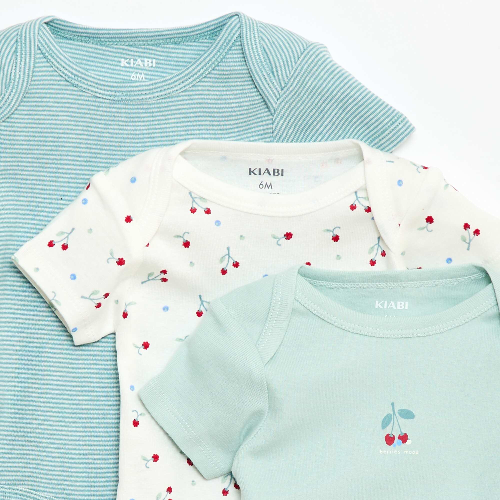 Printed cotton bodysuits - Pack of 3 GREEN - Image 2