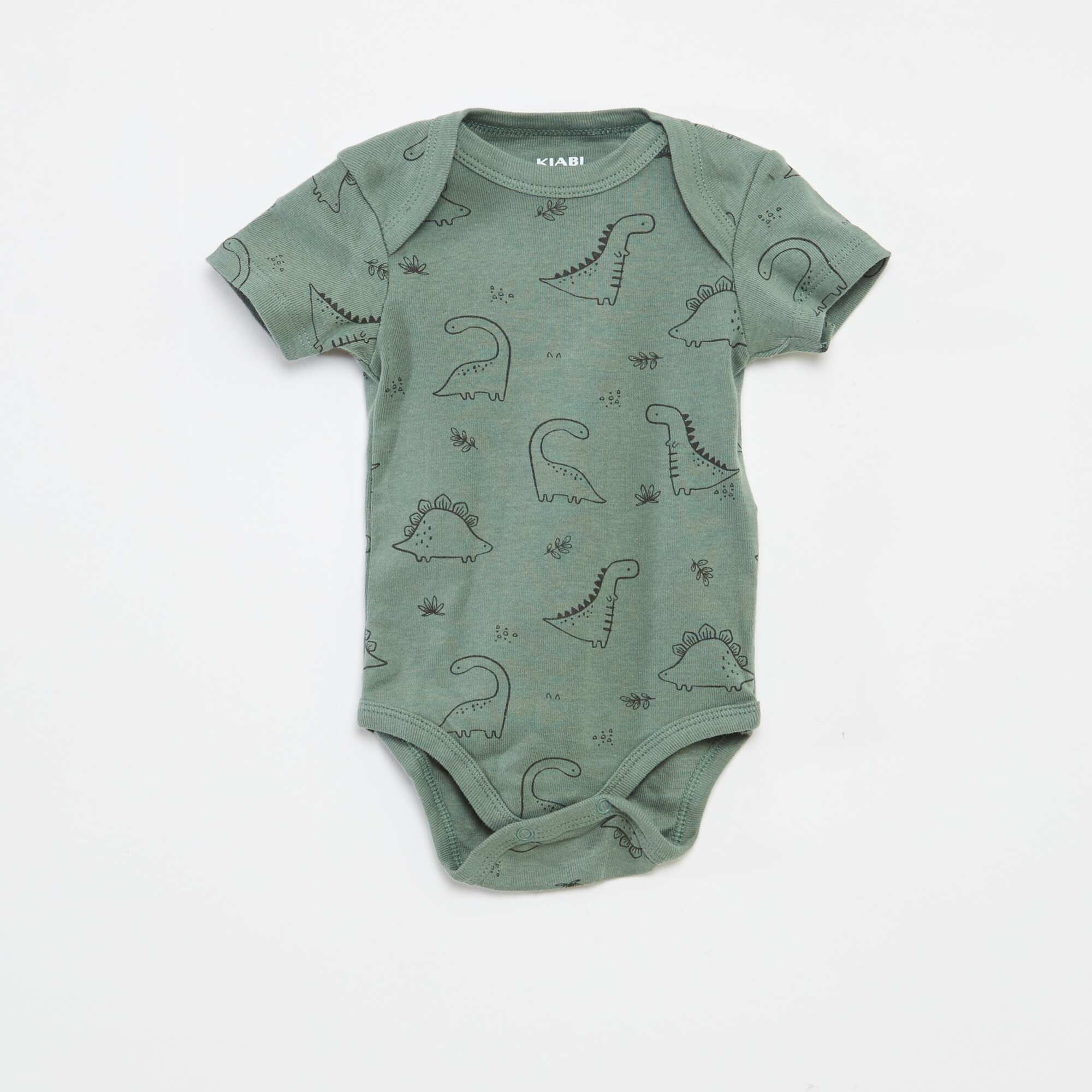 Printed cotton bodysuits - Pack of 3 GREEN - Image 3