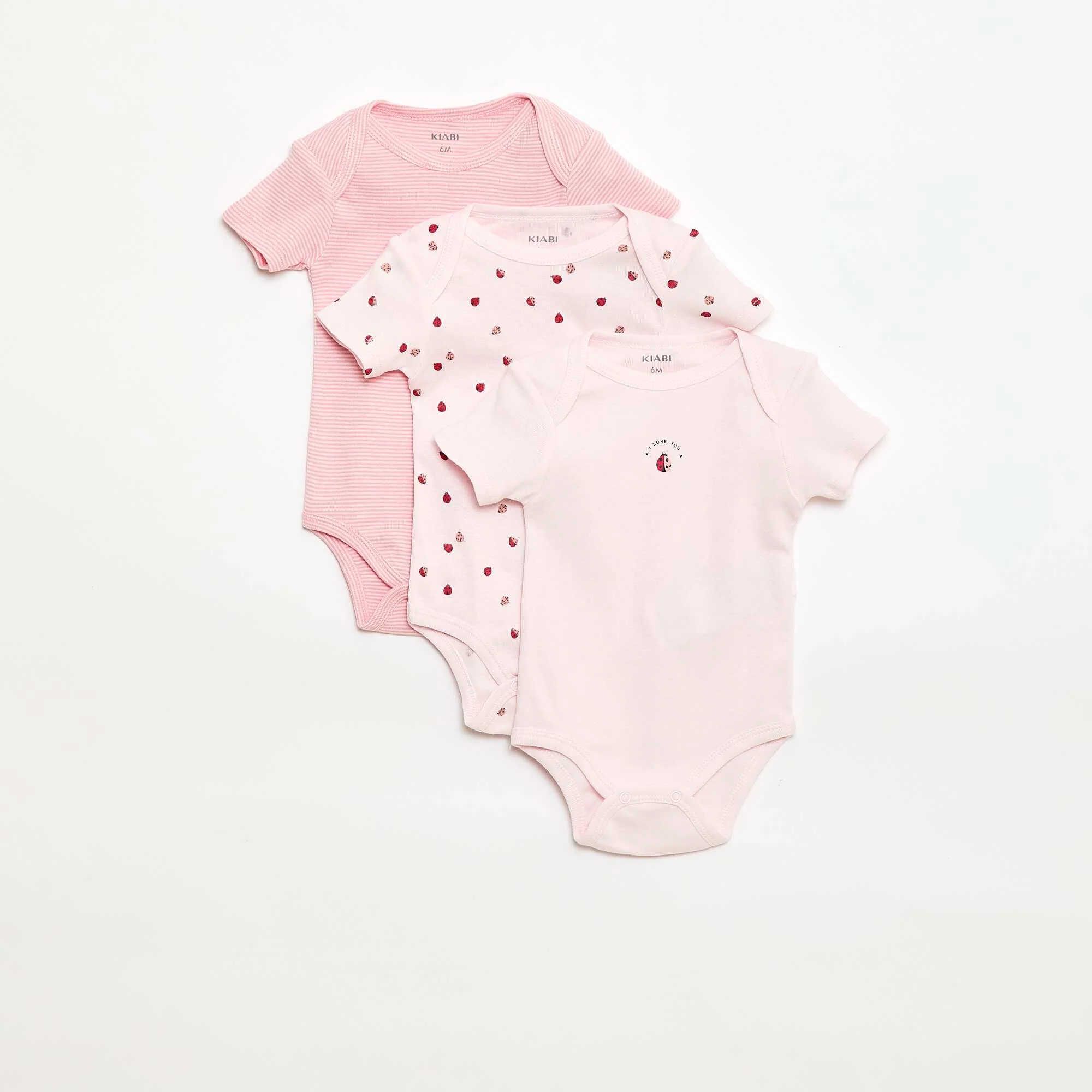 Printed cotton bodysuits - Pack of 3 PINK