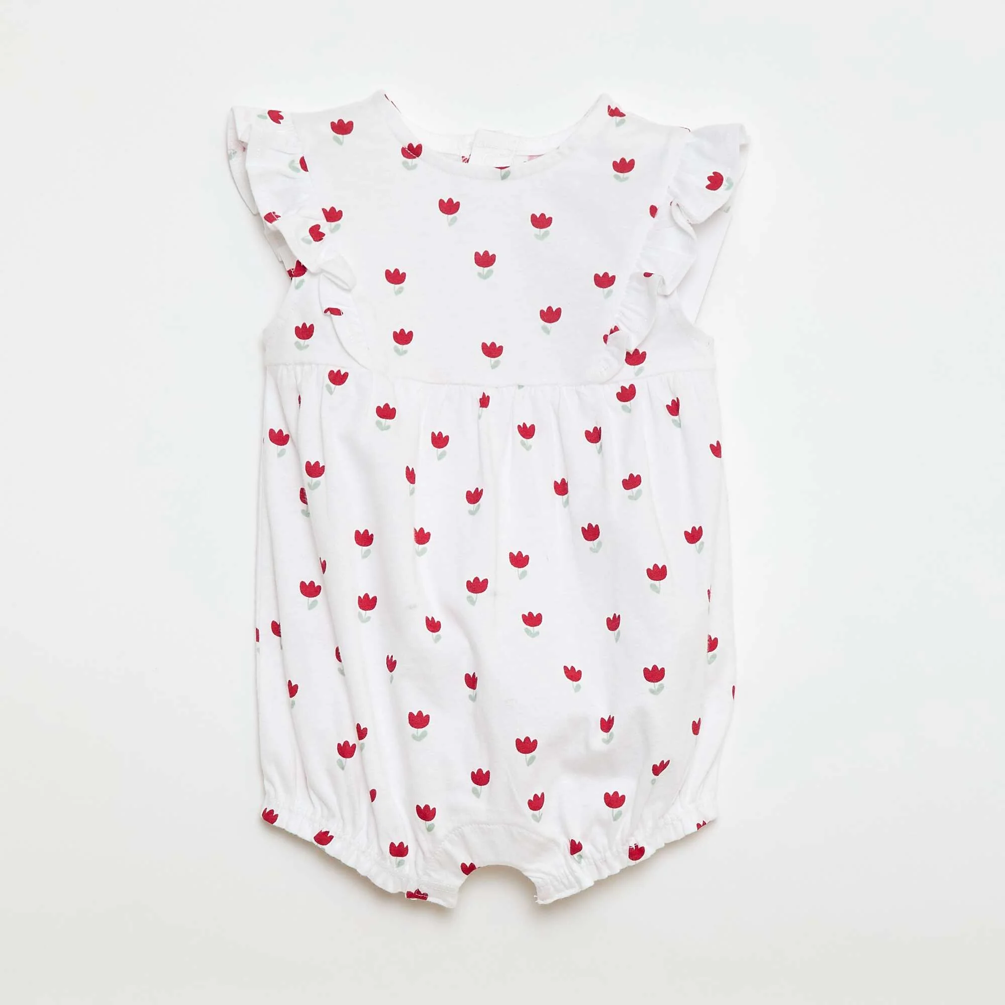 Printed Cotton Romper WHITE