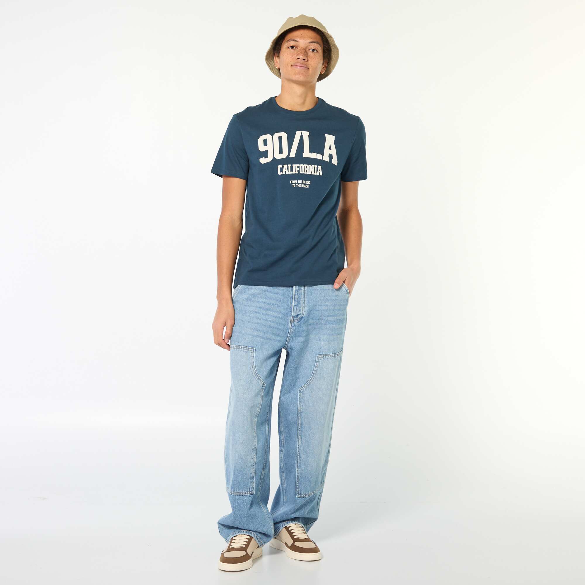 Printed Cotton Short-Sleeve T-Shirt BLUE - Image 2