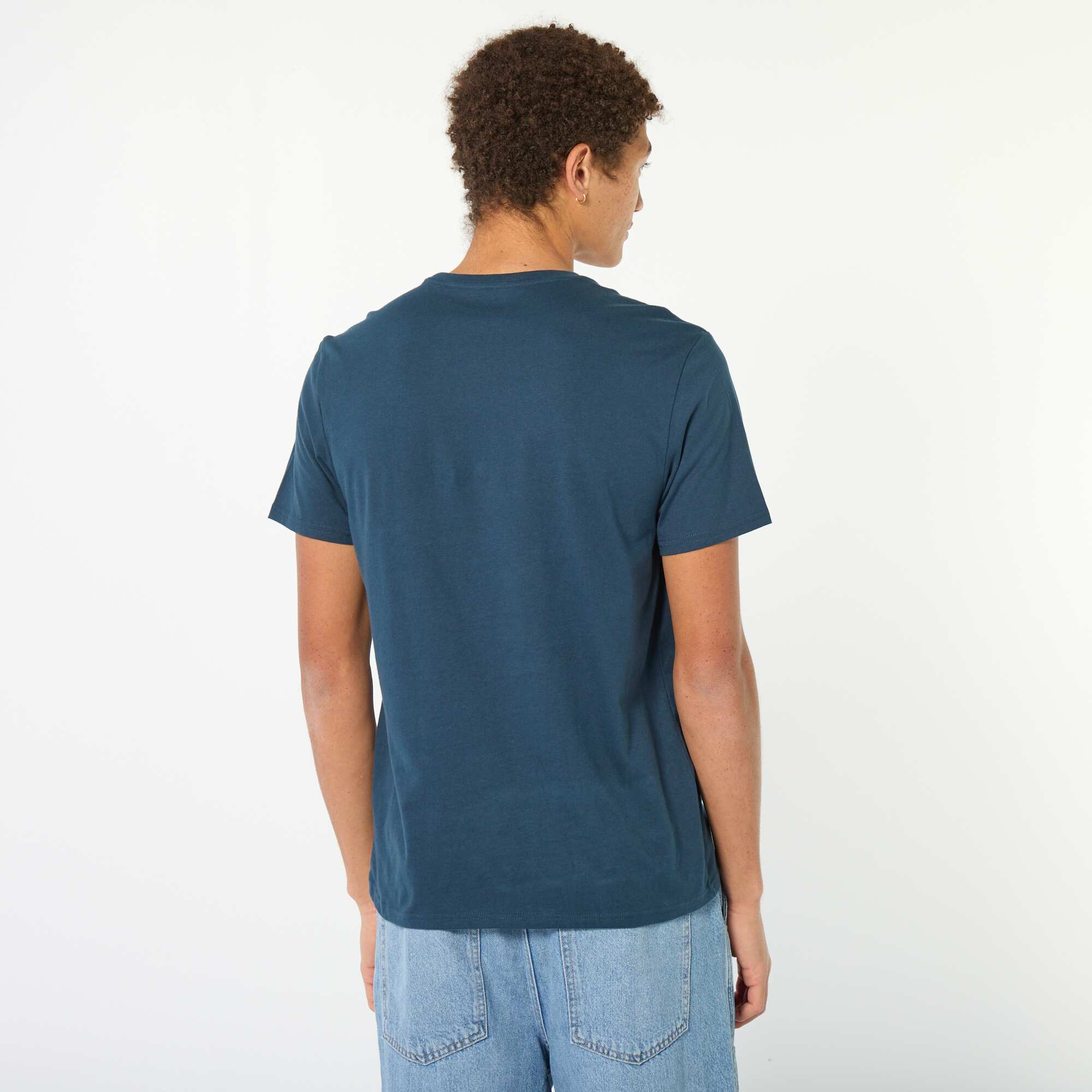 Printed Cotton Short-Sleeve T-Shirt BLUE - Image 3